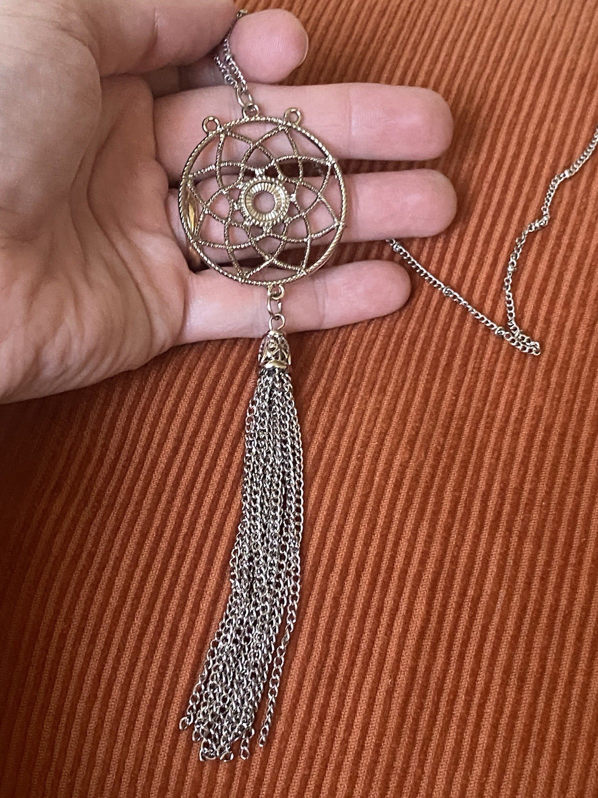 Vintage Silver-tone Dreamcatcher Necklace