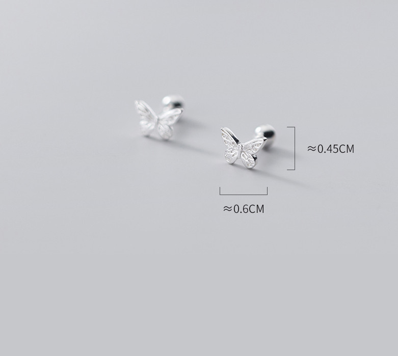 925 Sterling Silver Plated Lovely Tiny Butterfly Screw Back Stud Earrings F16
