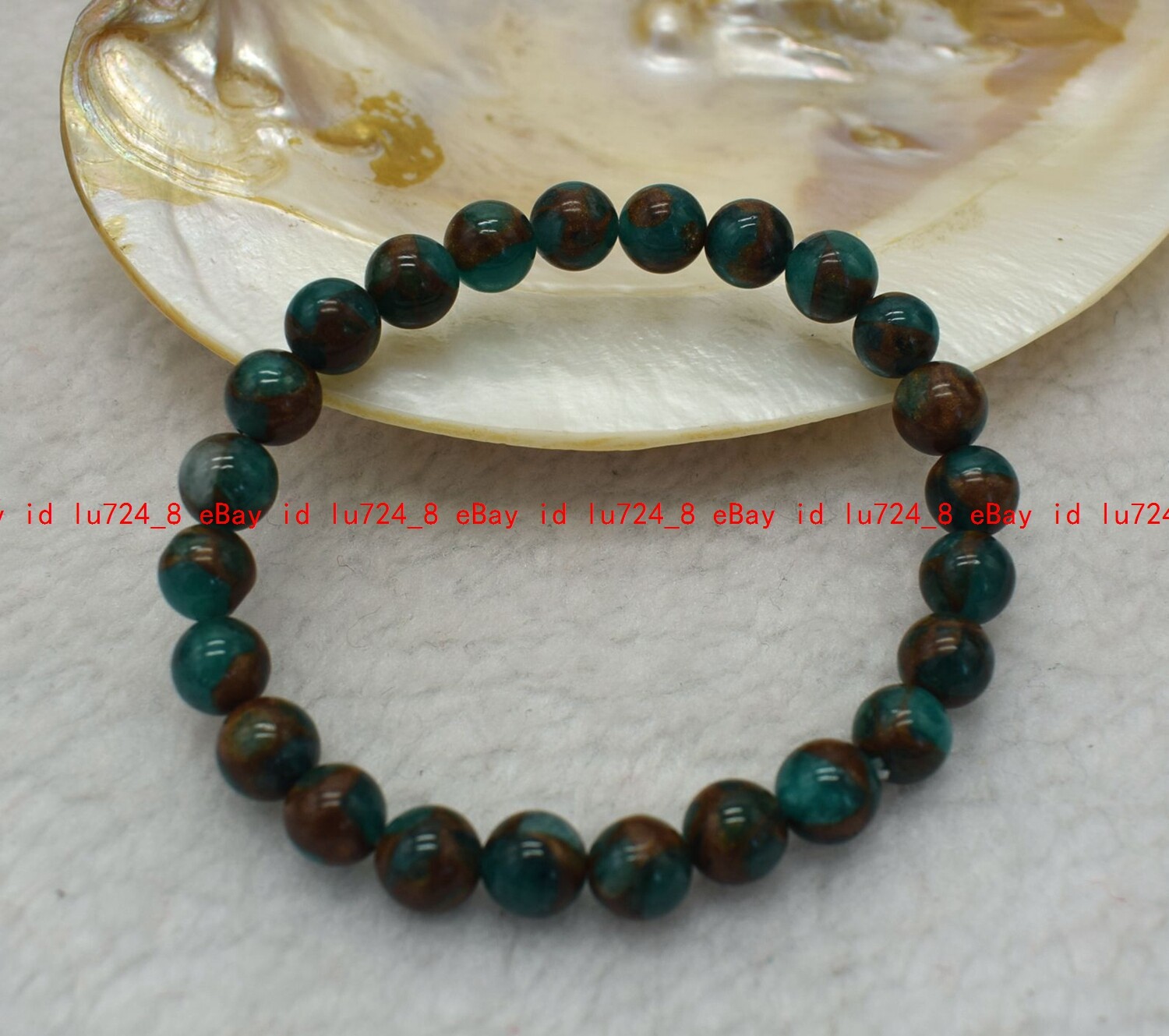 Fashion 6-12mm Blue Gems in Quartz with Pyrite Round Beads Elastic Bracelet 7.5″