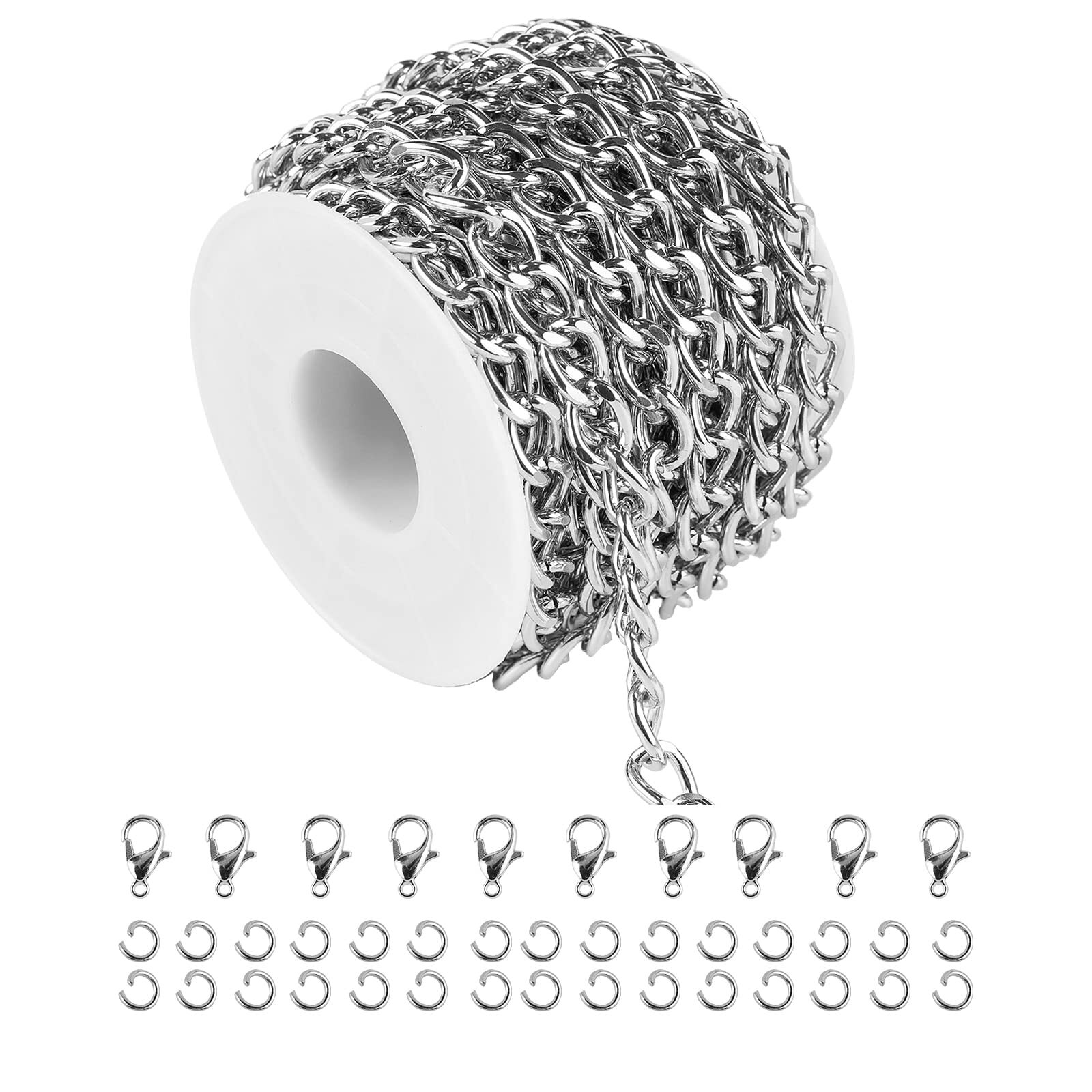 16.4 Feet Twisted Curb Chain Links Silver Plated Aluminum Bracelet Necklace C…