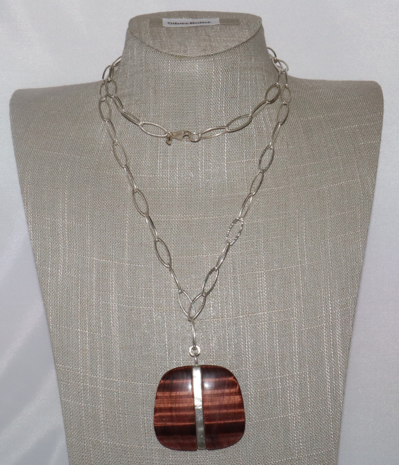 Silpada Sterling Silver Large Tigers Eye Bring The Heat Pendant Necklace N2919