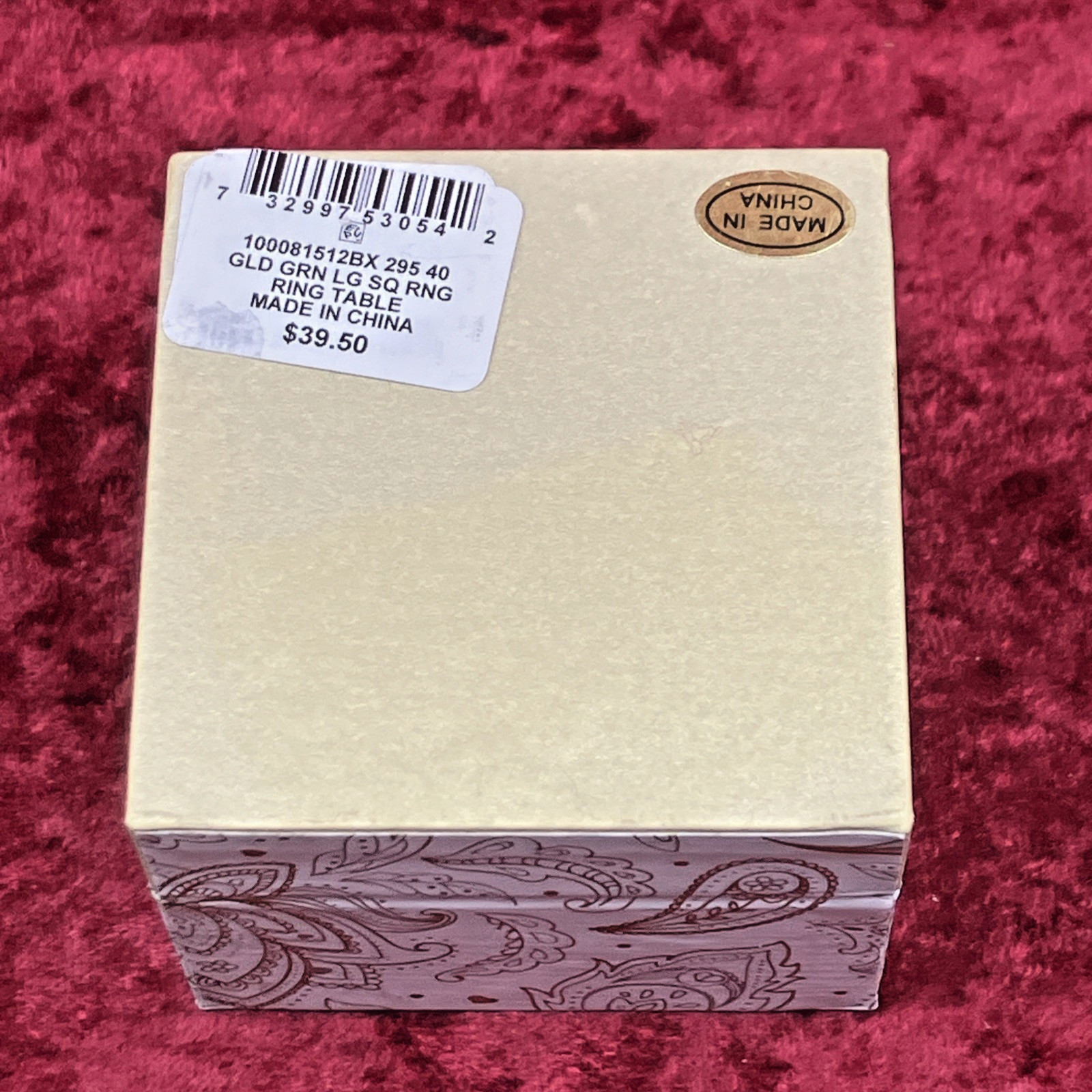 Charter Club Emerald Cut Green Crystal Ring Gold Plated Sz 8 NIB $39