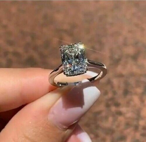 3Ct Radiant Cut Lab-Created Diamond 14K White Gold Finish Wedding Ring Women’s