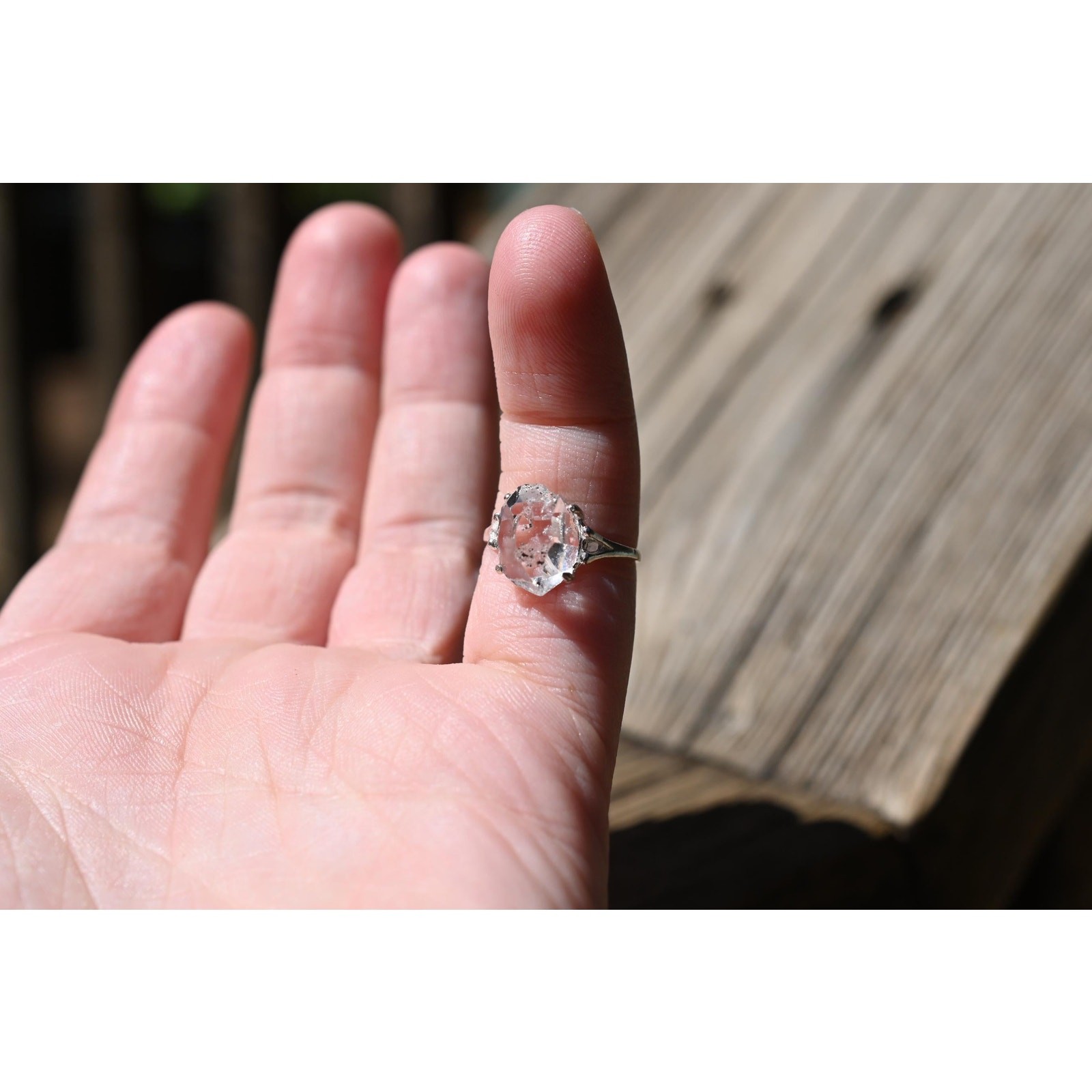 Herkimer Diamond Ring Rustic dainty unique alternative simple boho minimalist