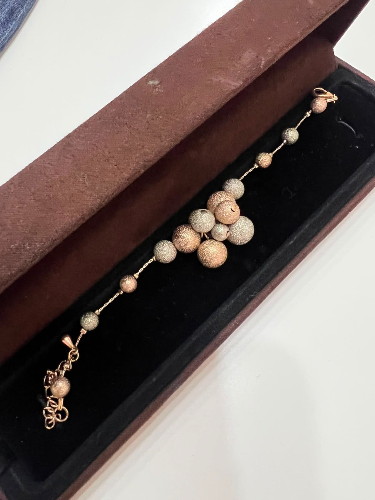 Vintage Beaded Bracelet Gold Silver Textured Beads Fashion Jewelry Accessory 10Y