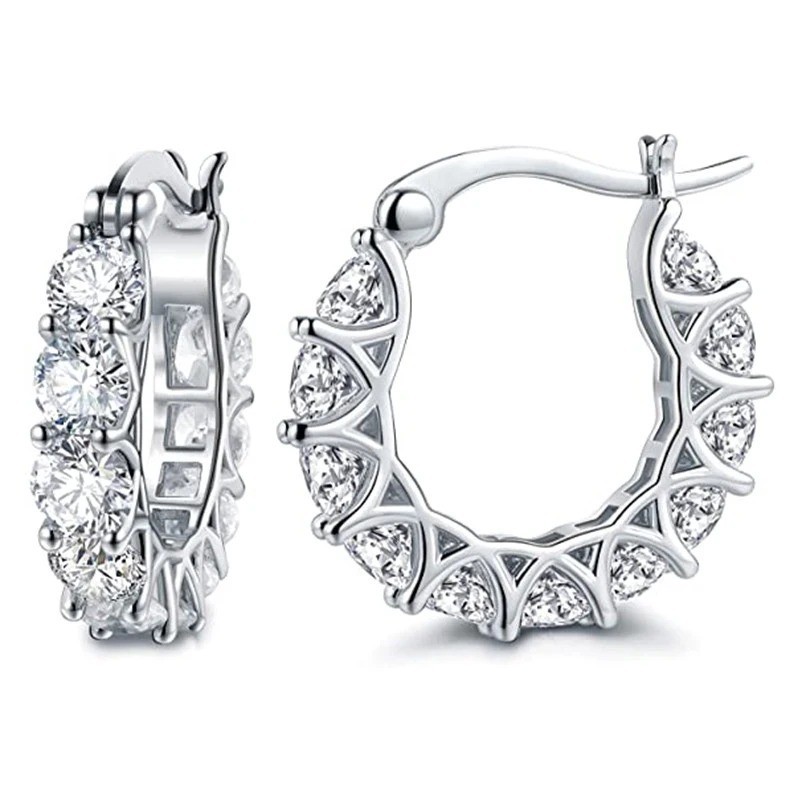 1Pair Full CZ Crystal Hoop Earrings Women Party Statement Jewelry – NEW