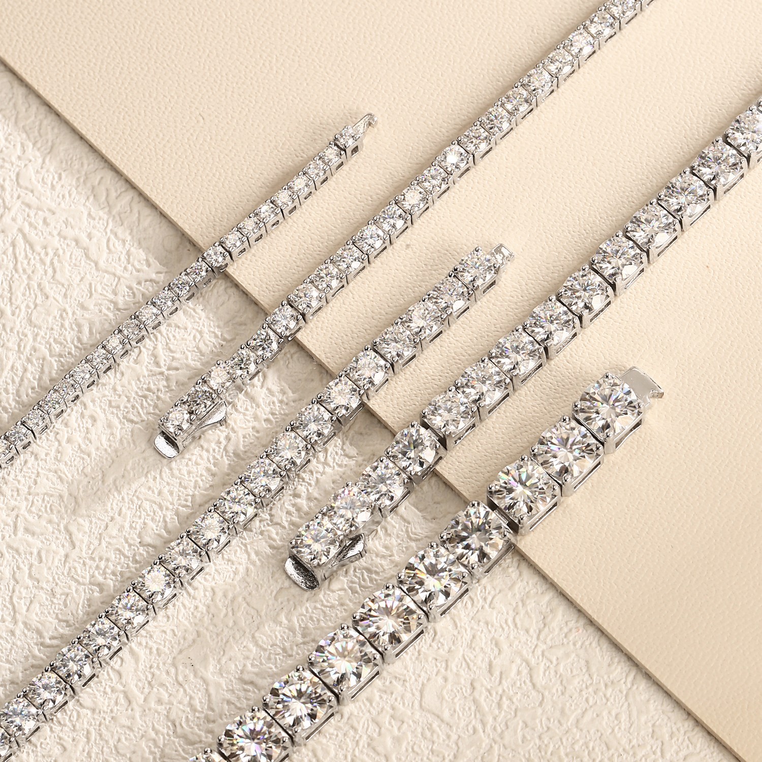 2-6.5mm Round Moissanite Tennis Chain Bracelet 925 Sterling Silver PASSES TESTER