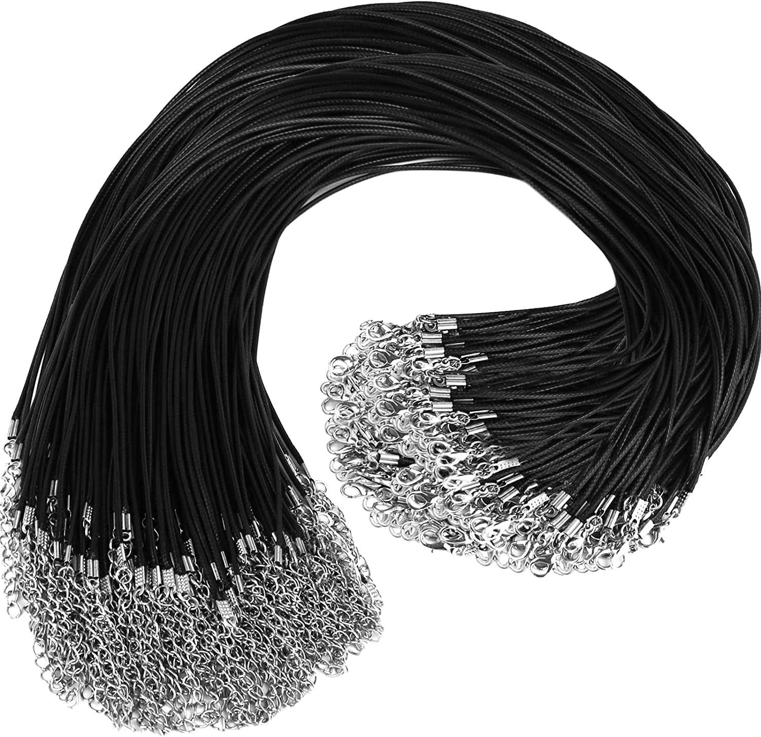 100 Pcs Leather Necklace Cord with Clasps, Rope Necklace String, 5 Colors Neckla