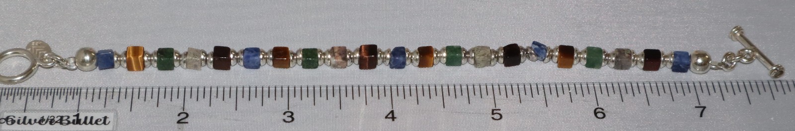 Silpada Silver Multi Stone Cube Bead Toggle Clasp Bracelet B0817 – damaged