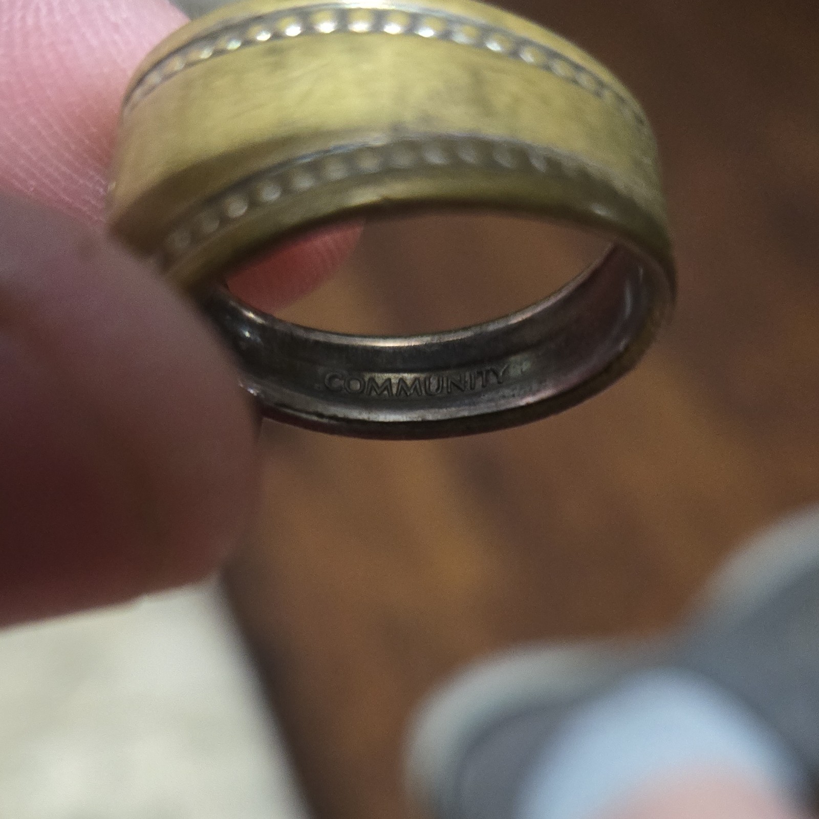 Gold Tone Brass Signet Ring Size 7 Rectangle 8mm Band Engraved No Stone