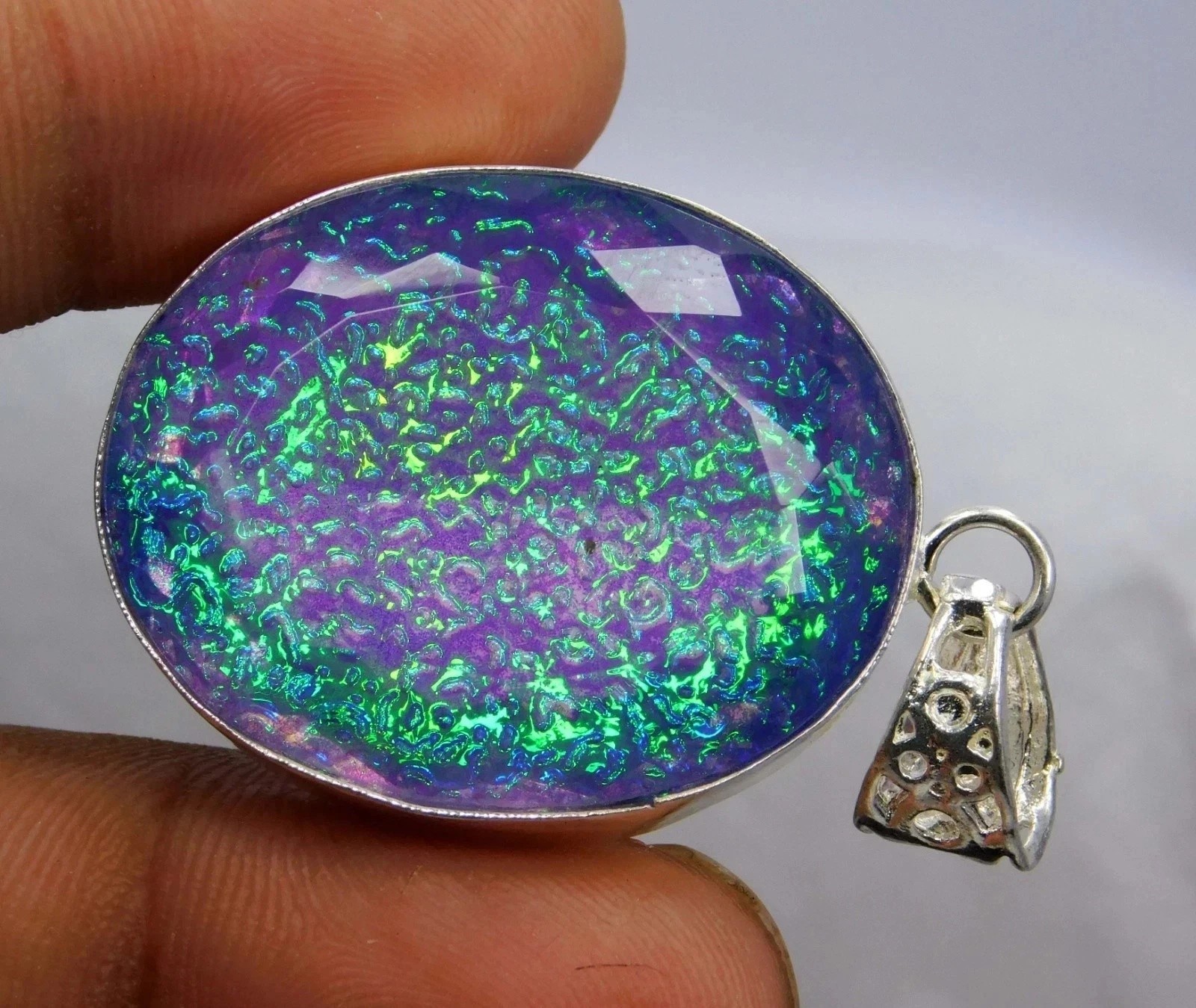 91.67 Ct Oval Monarch Fire Opal Doublet 925 Solid Silver Pendant Gemstone AAA