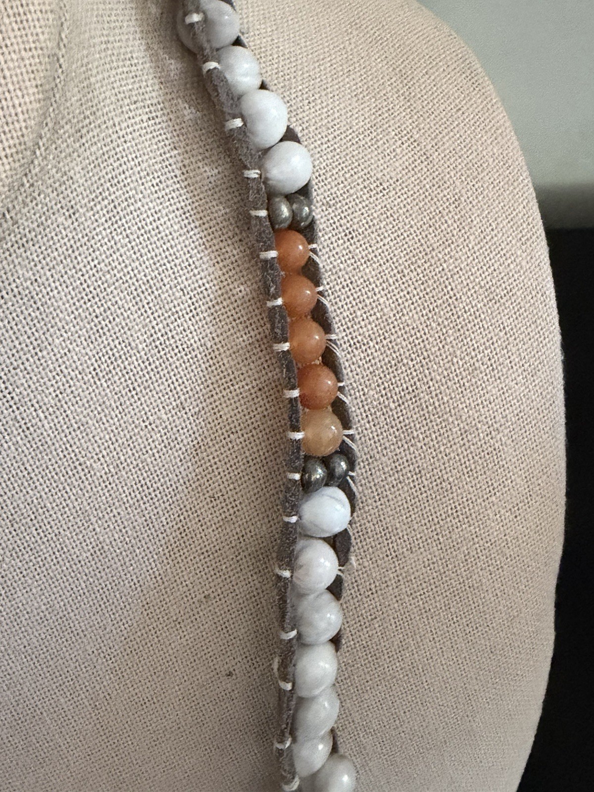 Chann Luu Morganite & Moonstone Beads Wrap Beaded Necklace / Bracelet
