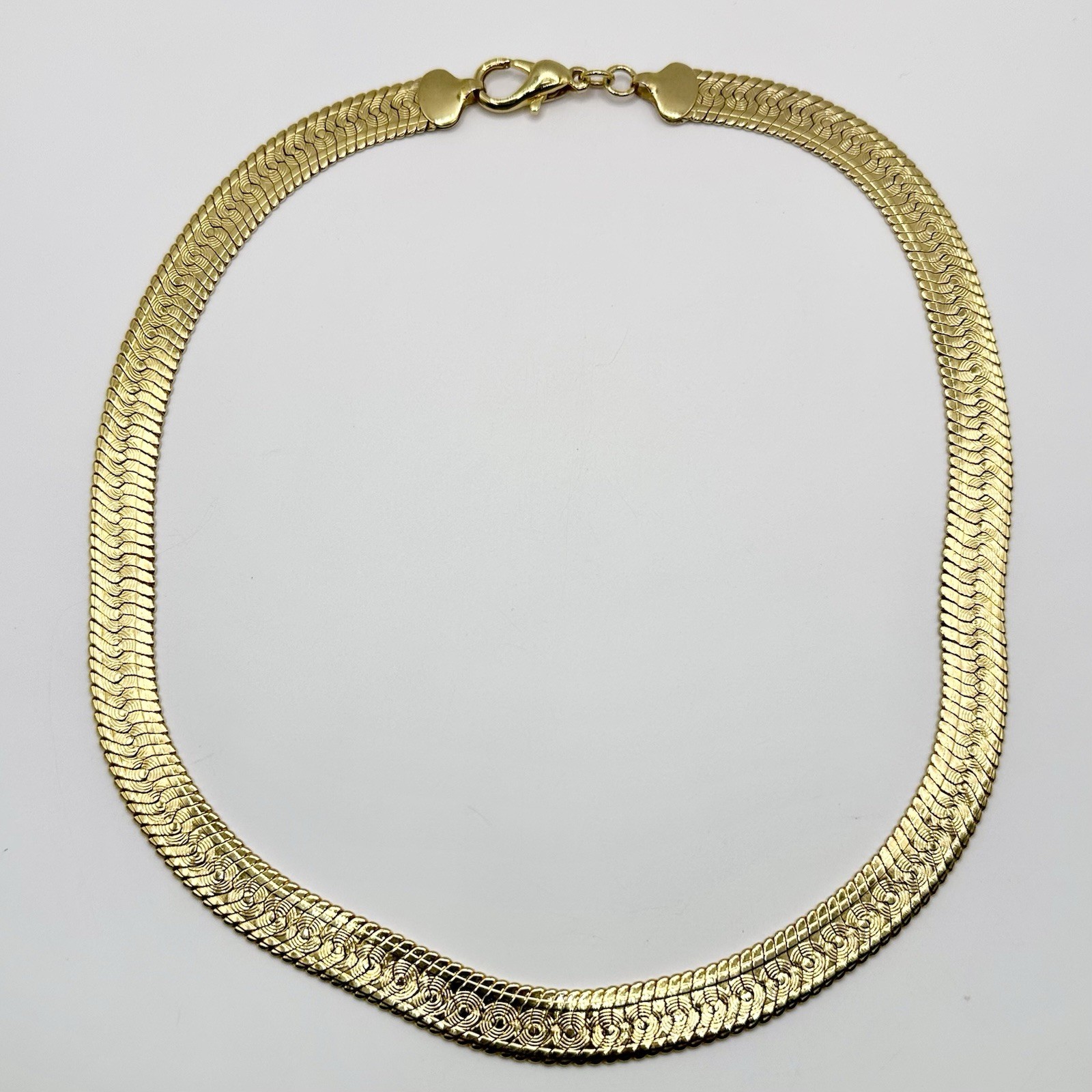 Gold Plated Herringbone Chain Necklace Flat Snake Statement Chain Men Women 20”