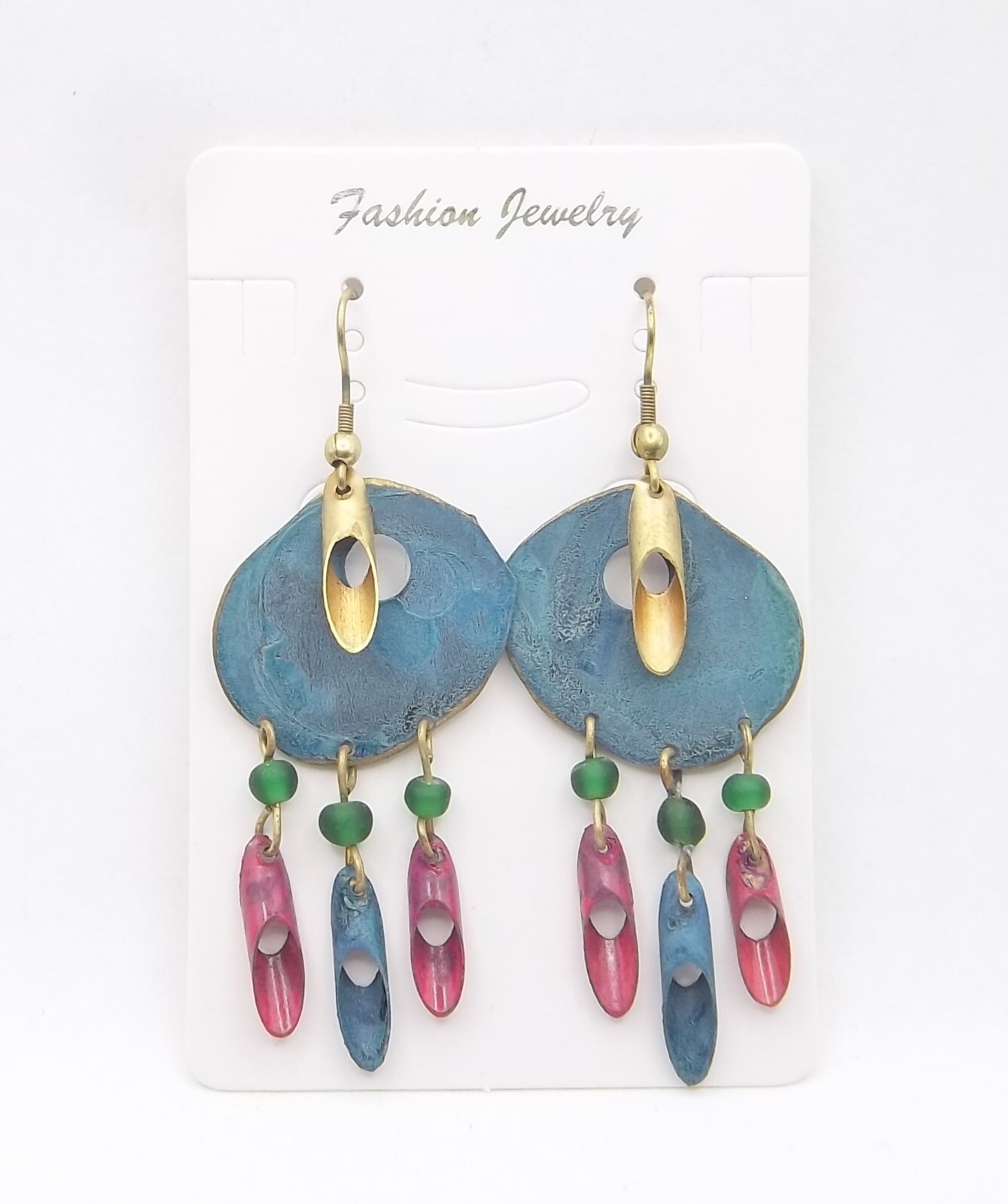 Extra Long 2 3/4 in. Drop Dangle Pierced Earrings … Made in India … #854