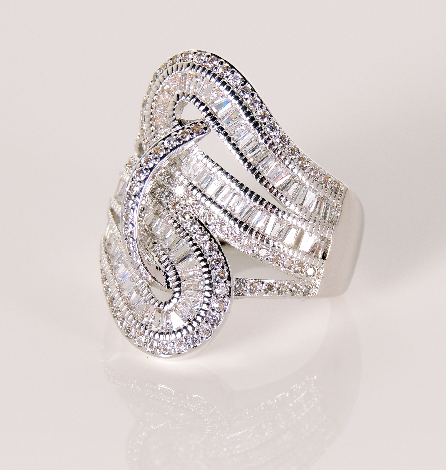 Priscilla Statement Ring Baguette Cubic Zirconia Womens Ginger Lyne Collection