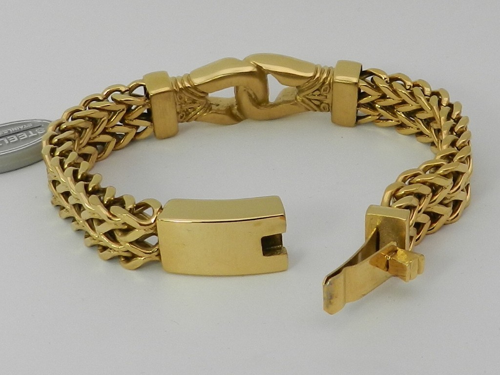 STEELTIME Double Row Wheat Chain Accent Buckle Bracelet