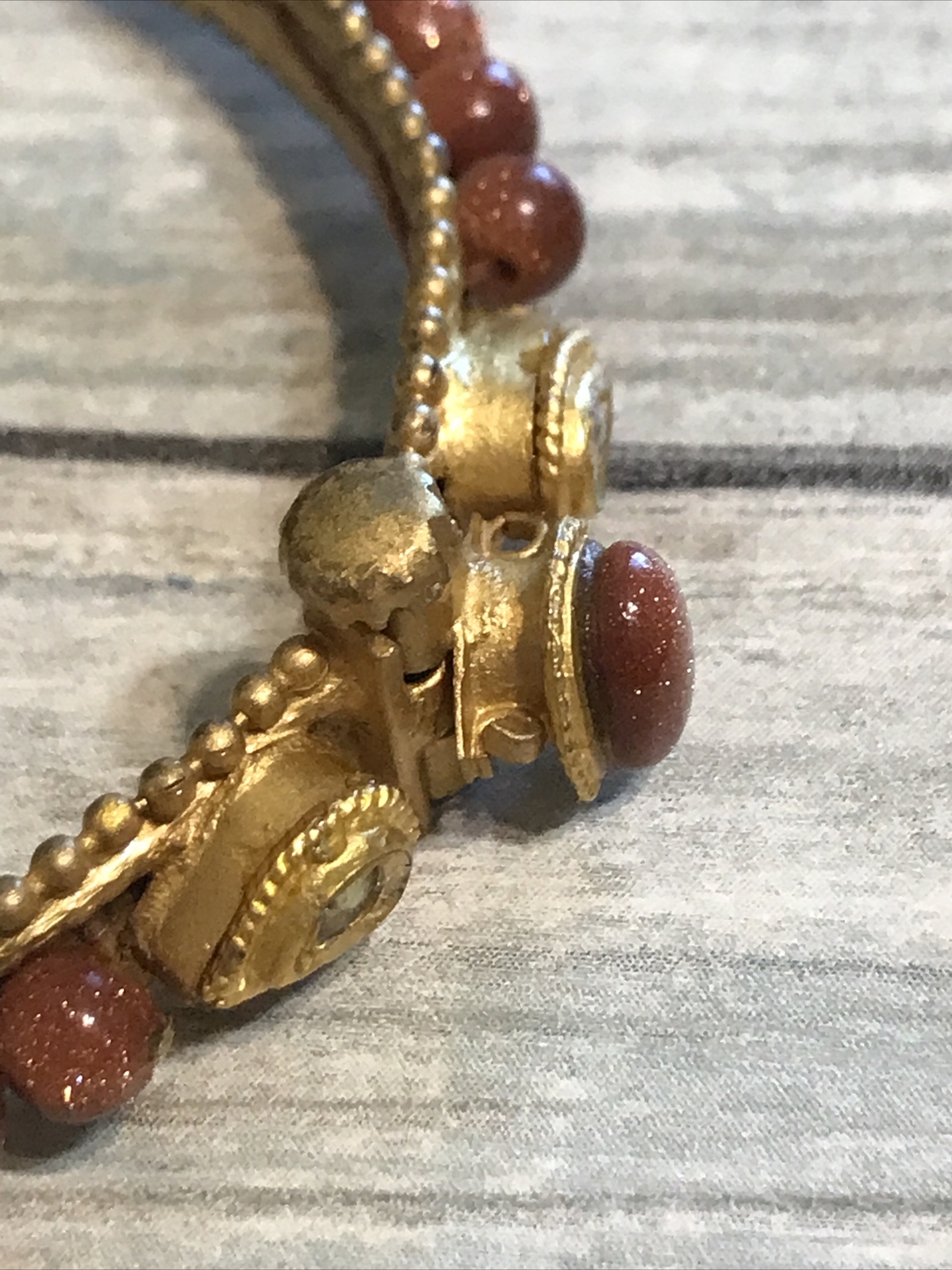 Sparkling Goldstone Necklace Earrings Bracelet Matching set Beads