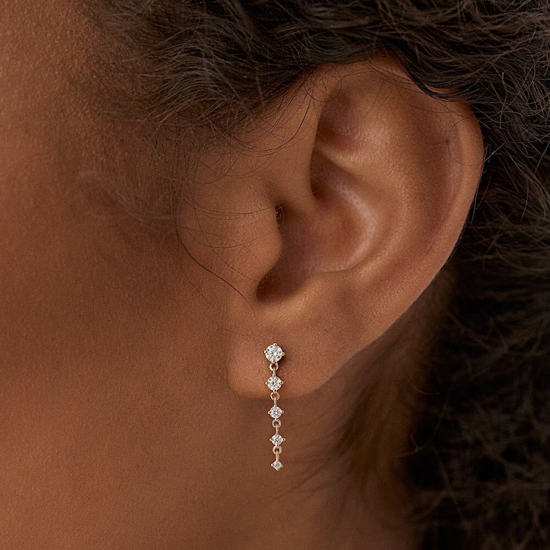 2.00 Ct Round Cut Simulated Diamond Women’s Drop Earrings 14k Yellow Gold Plated