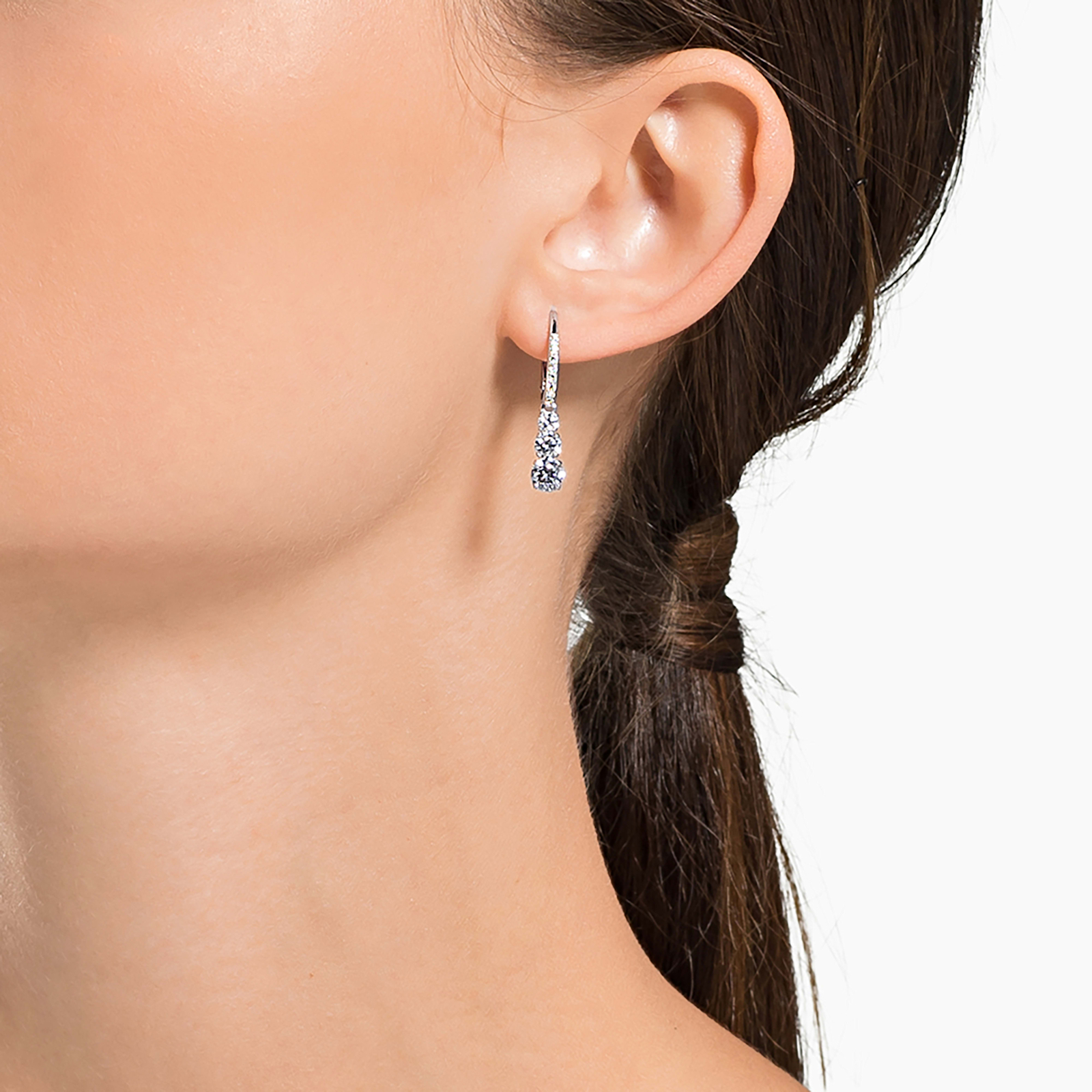 Swarovski Attract Trilogy Hoop White Rhodium Plated Earrings 5416155