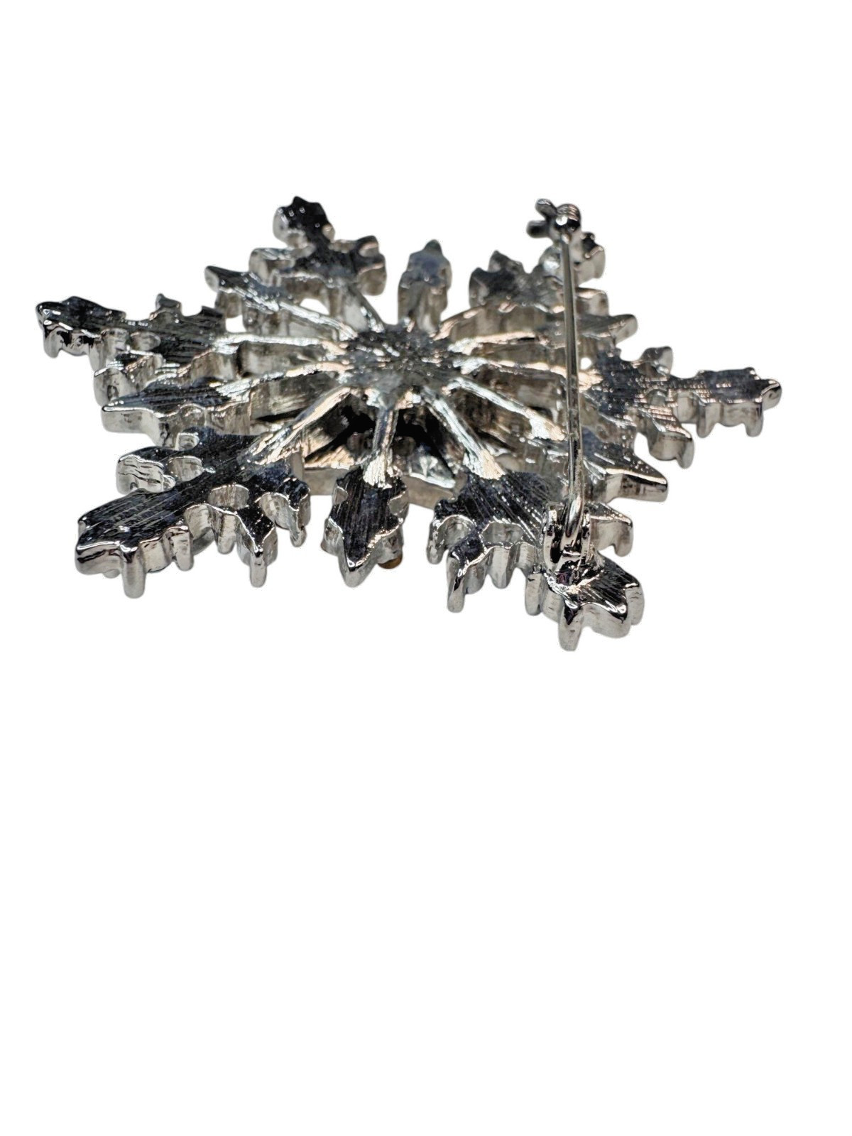 Bella Jack Snowflake Brooch Silver Tone Blue Clear Crystal 2020s