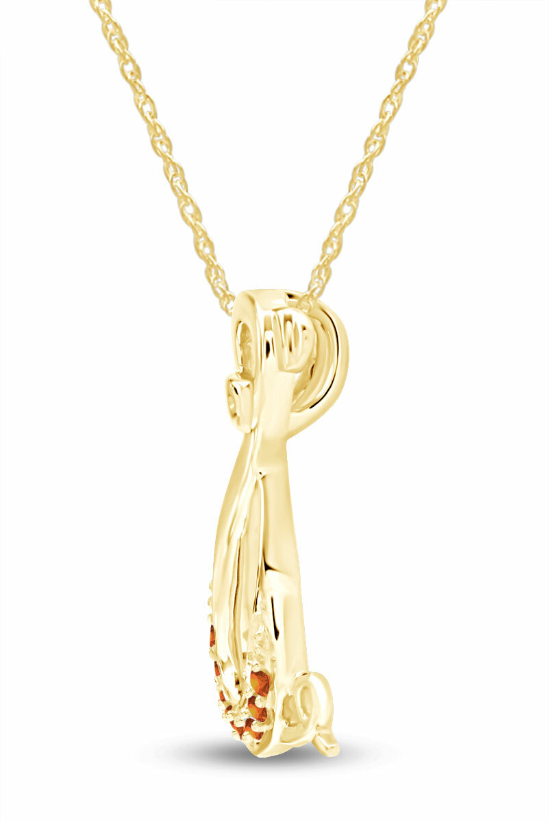 Pig Infinity Pendant Necklace Simulated Citrine 14K Yellow Gold Plated Sterling
