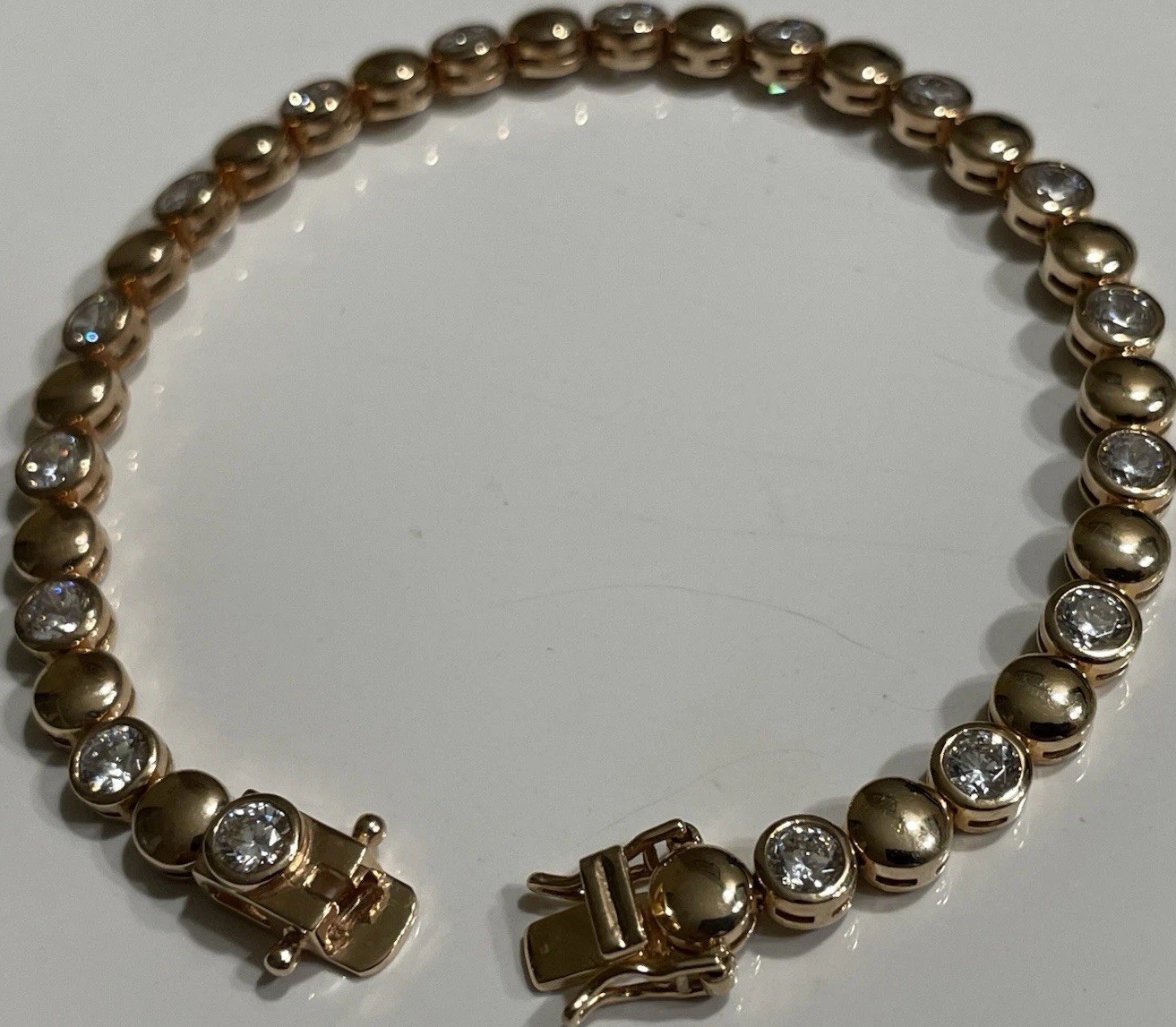Rose Gold Plated Sterling Silver 925 tennis style Bracelet 7.5 in – 5mm round CZ