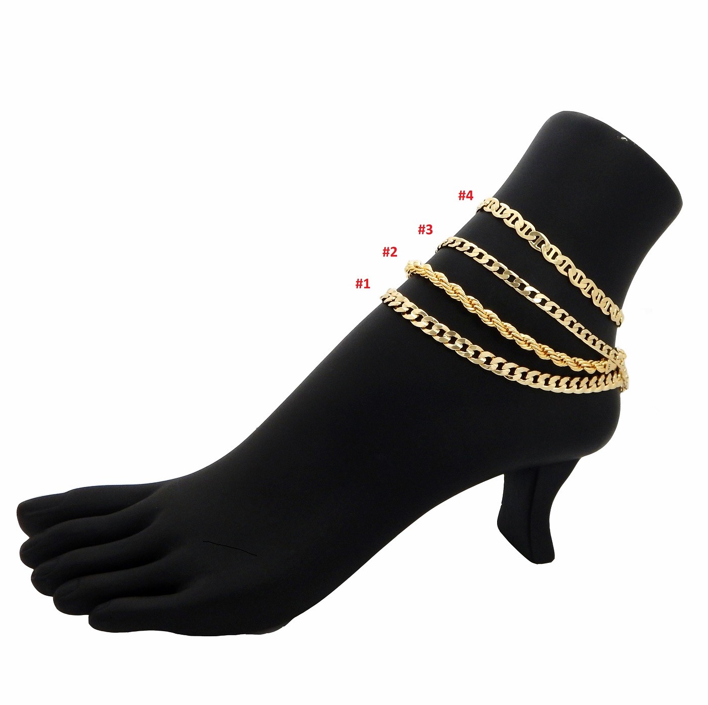 10″ CUBAN CURB LINK CHAIN ROPE MARINER ANKLET BRACELET 14K ITALY GOLD PLATED