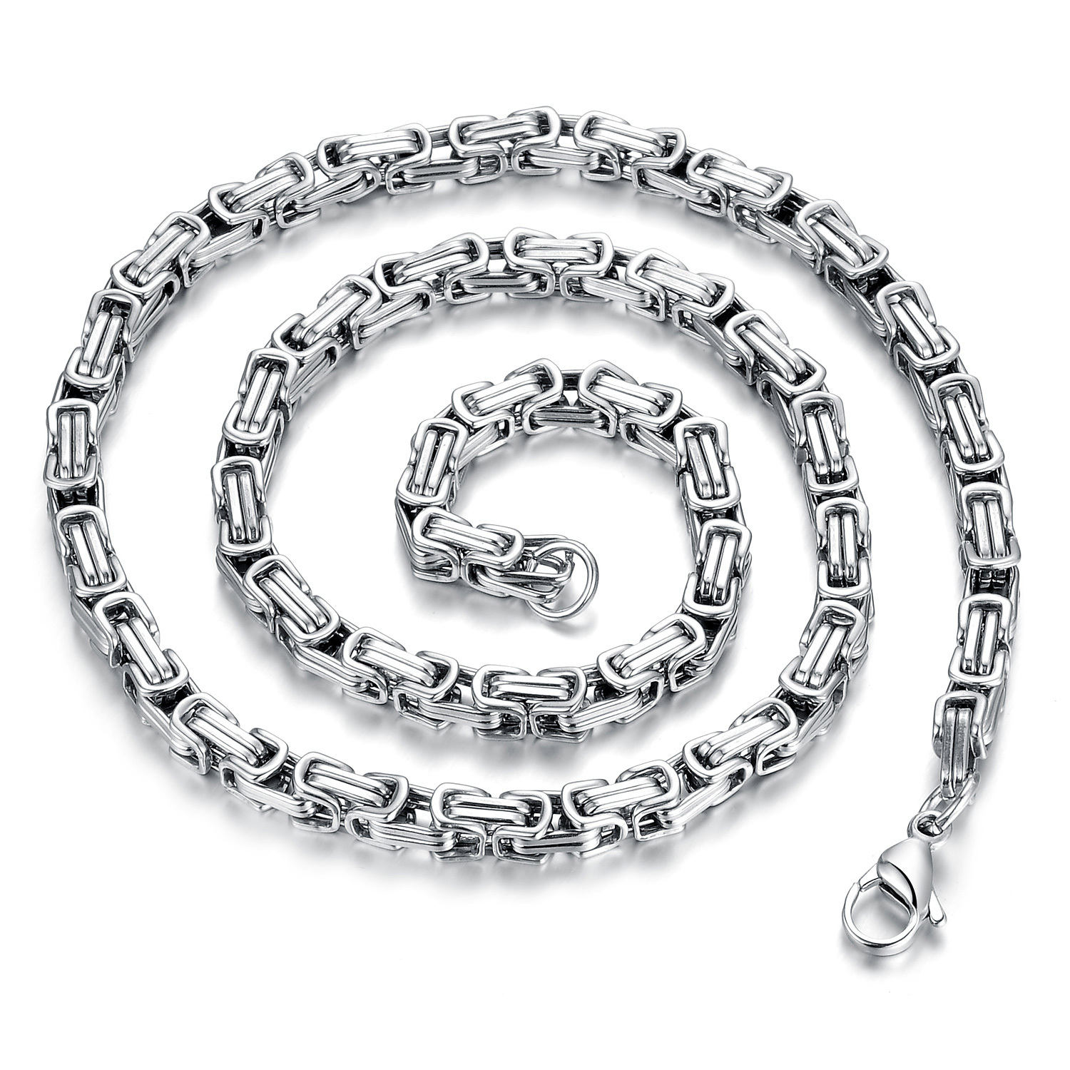 Hotsale Box-Byzantine Link Chain necklace stainless steel Nice Gift 5mm 22”