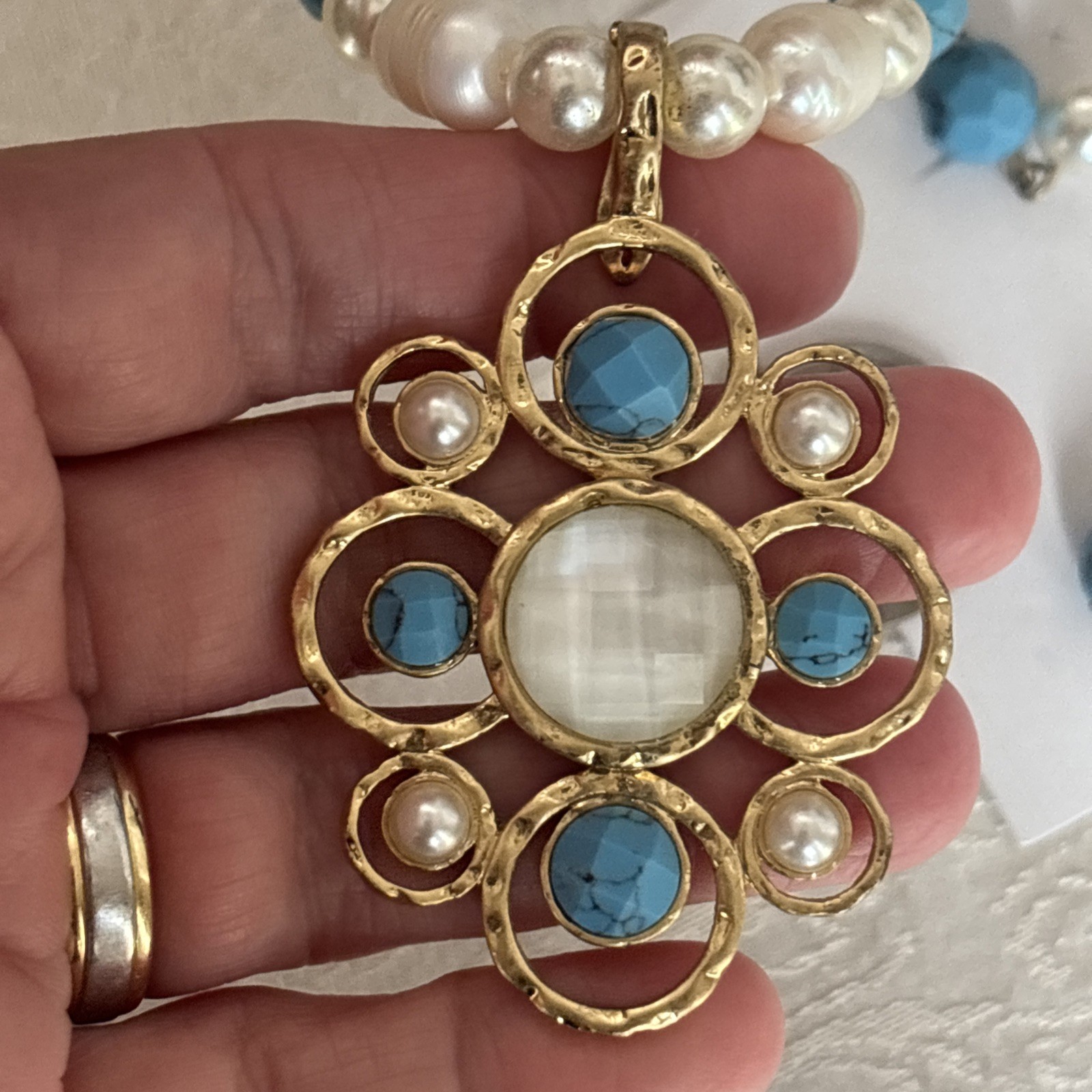 Lia Sophia Kiam Family Necklace & Earrings & Bonus Bracelet Freshwater Pearl