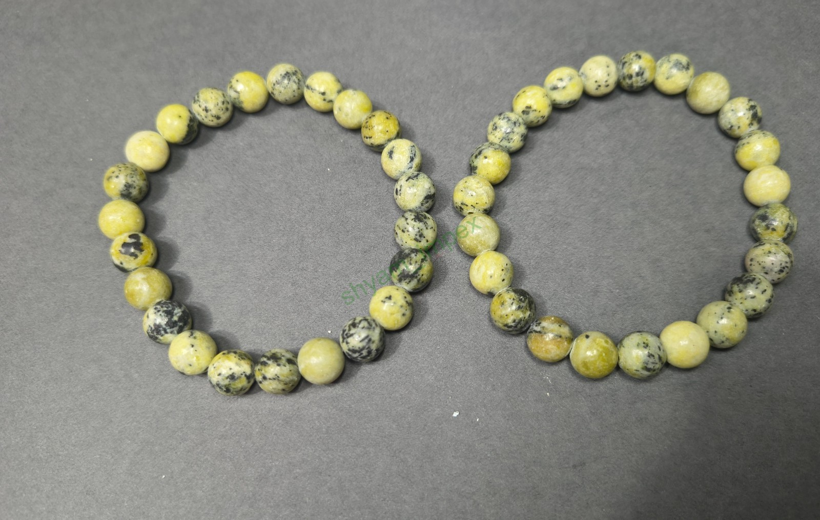 Natural Serpentine Jasper Beaded Stretch Bracelet Yellow Green Gemstone Jewelry