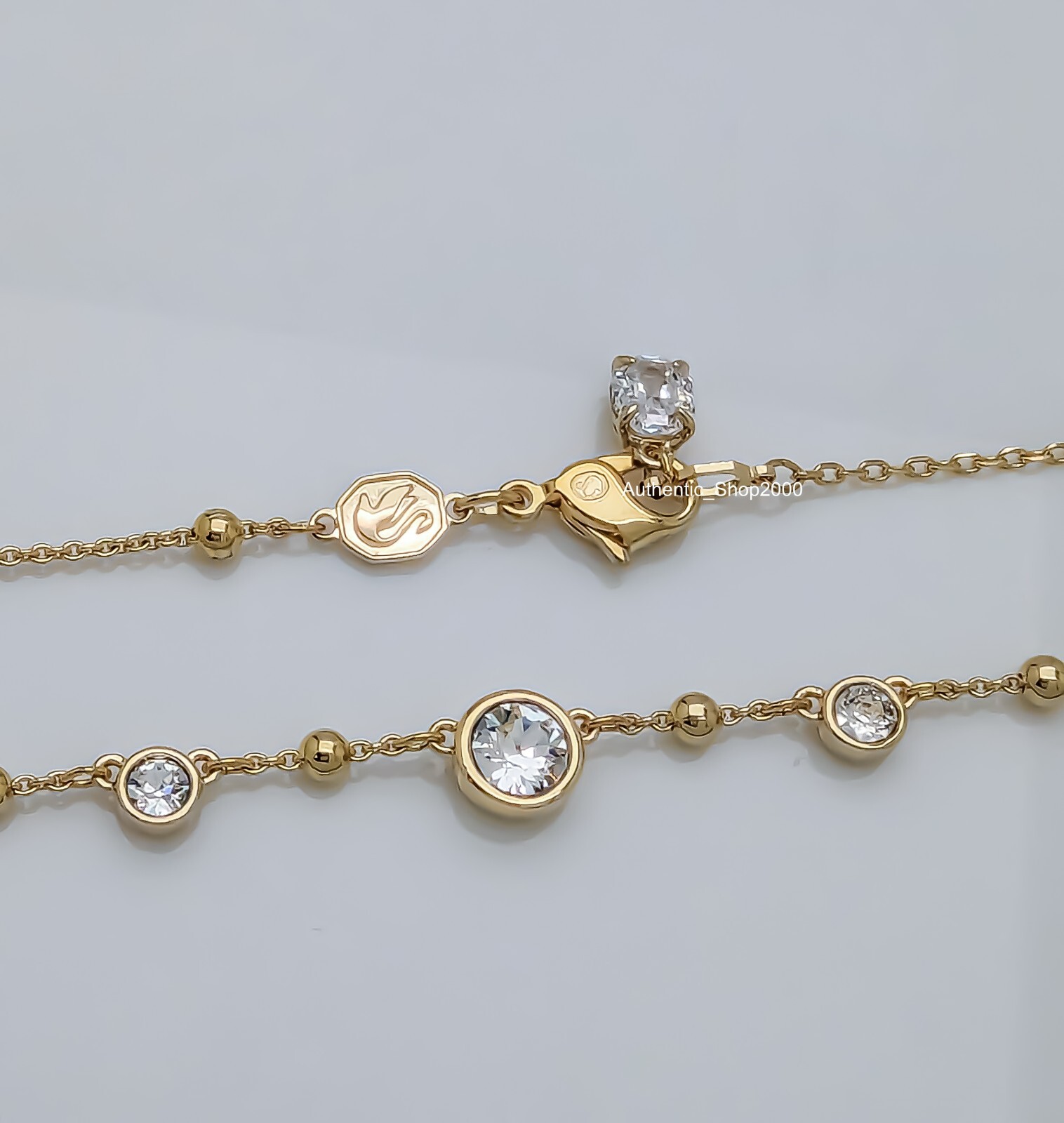 NEW 100% SWAROVSKI Gold White Crystals Bead Scattered Imber Necklace 5680090