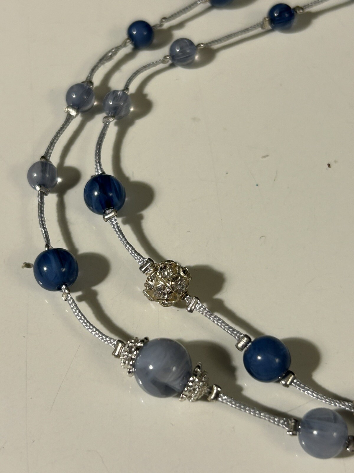 Banana Republic Silver and Blue Tones Beaded Necklace 38 Inches