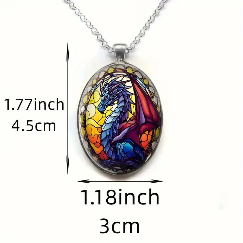 Dragon Scaled Oval Jewelry Vintage Silvery Magical Gothic Pendant Necklace