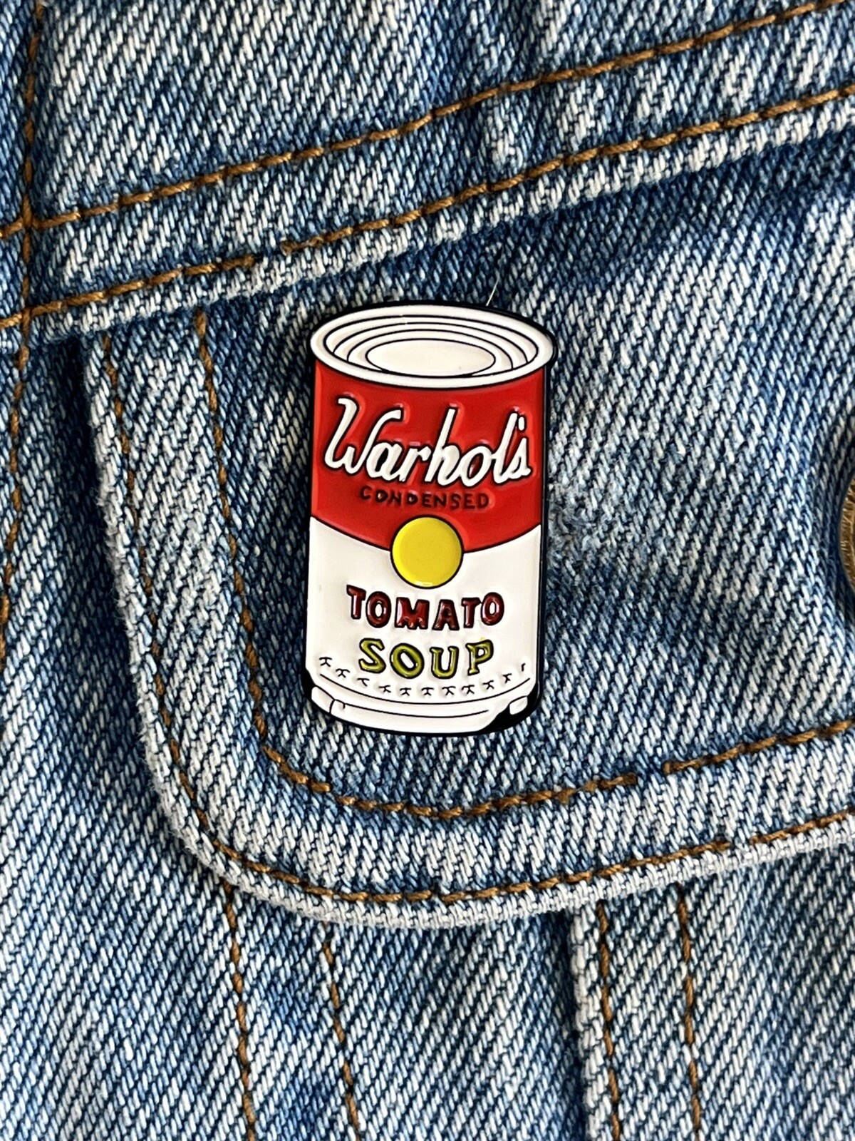 Andy Warhol Tomato Soup Retro Art Enamel Pin NEW