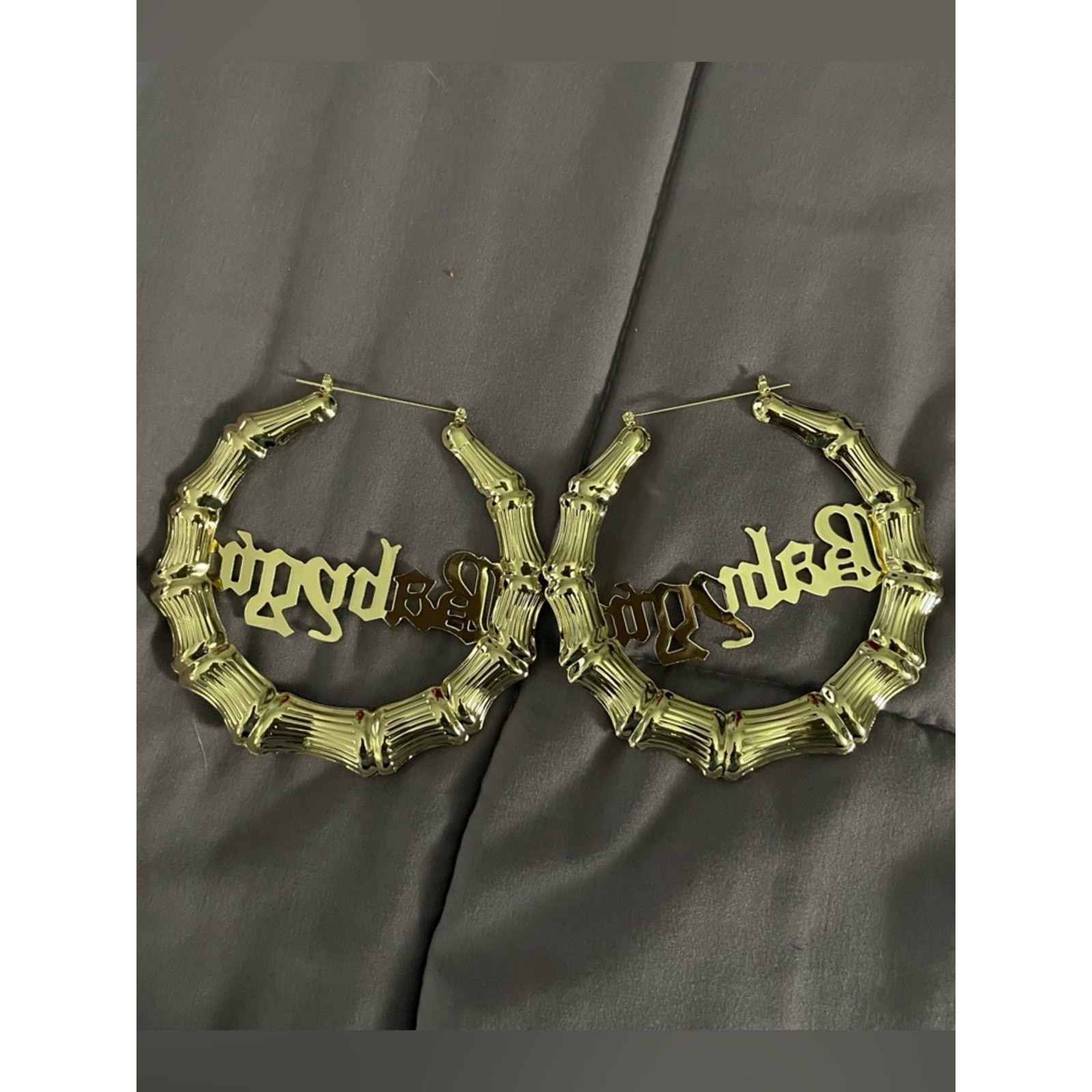 Old English Font Word 9cm elegant Large Bamboo Earrings