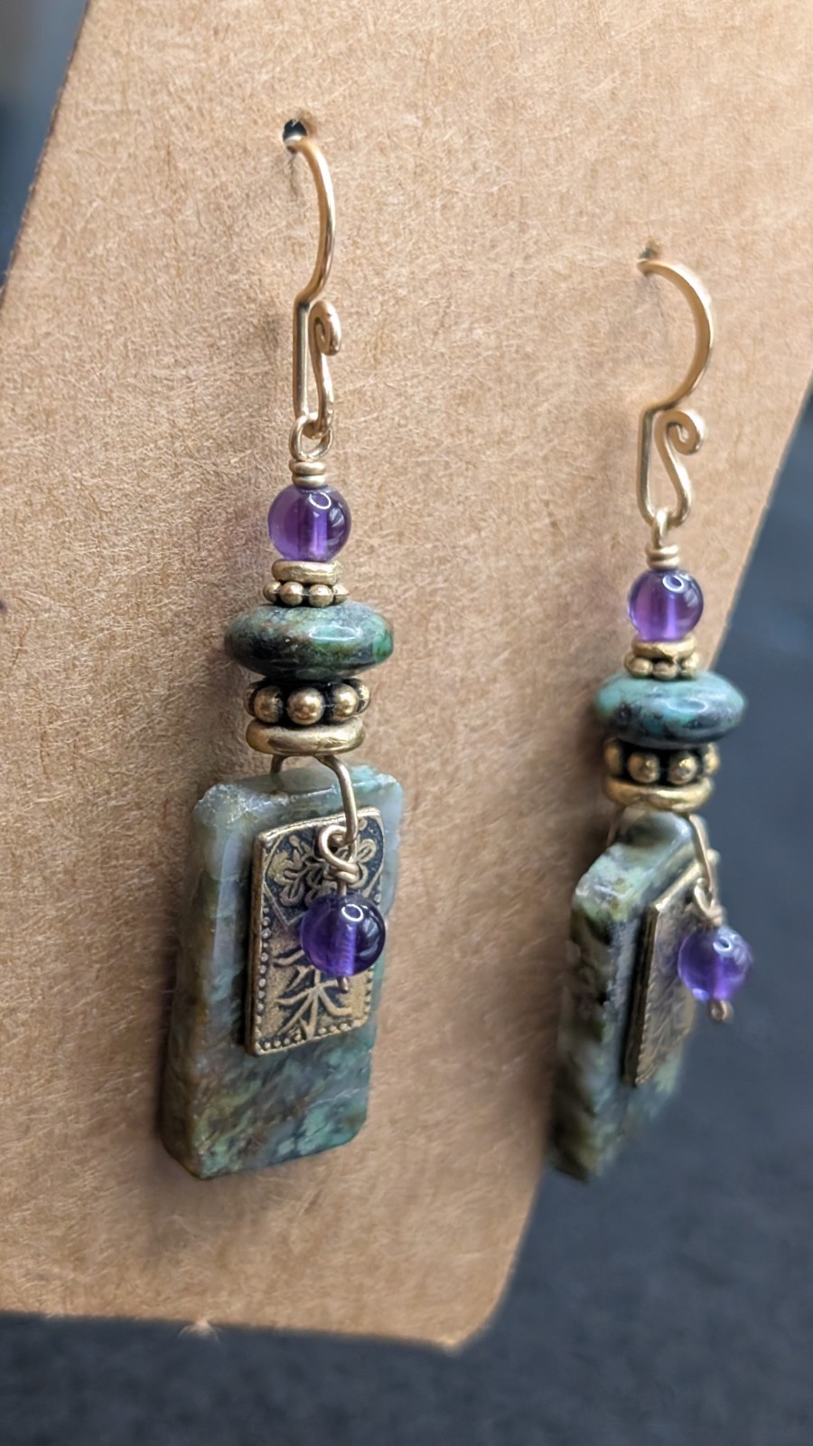 Women’s Artisan Stylish Mixed Beaded Drop Dangly Hook Earrings 💜💚