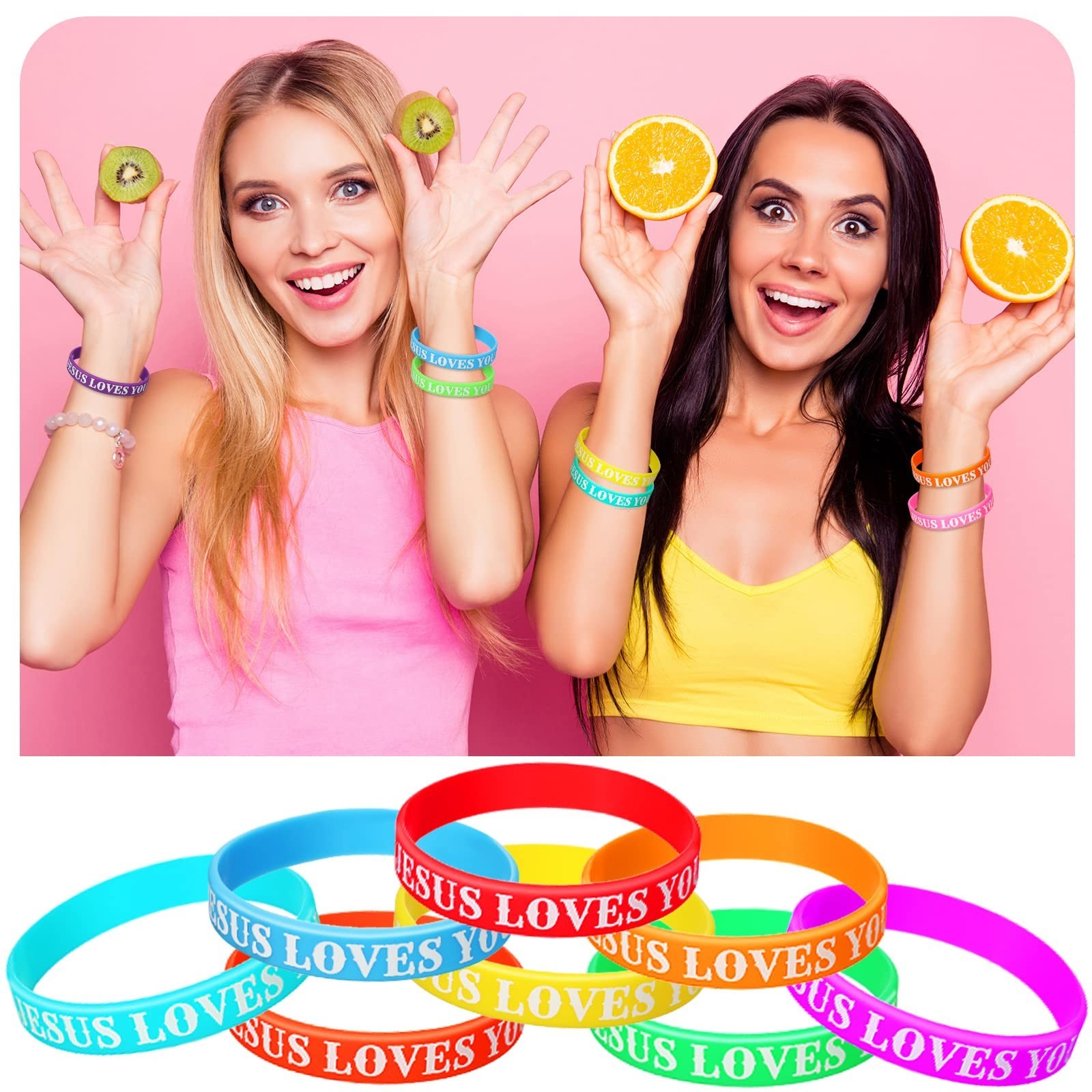 100 Pcs Jesus Loves You Bracelets – Colorful Silicone Rubber Wristbands for Men