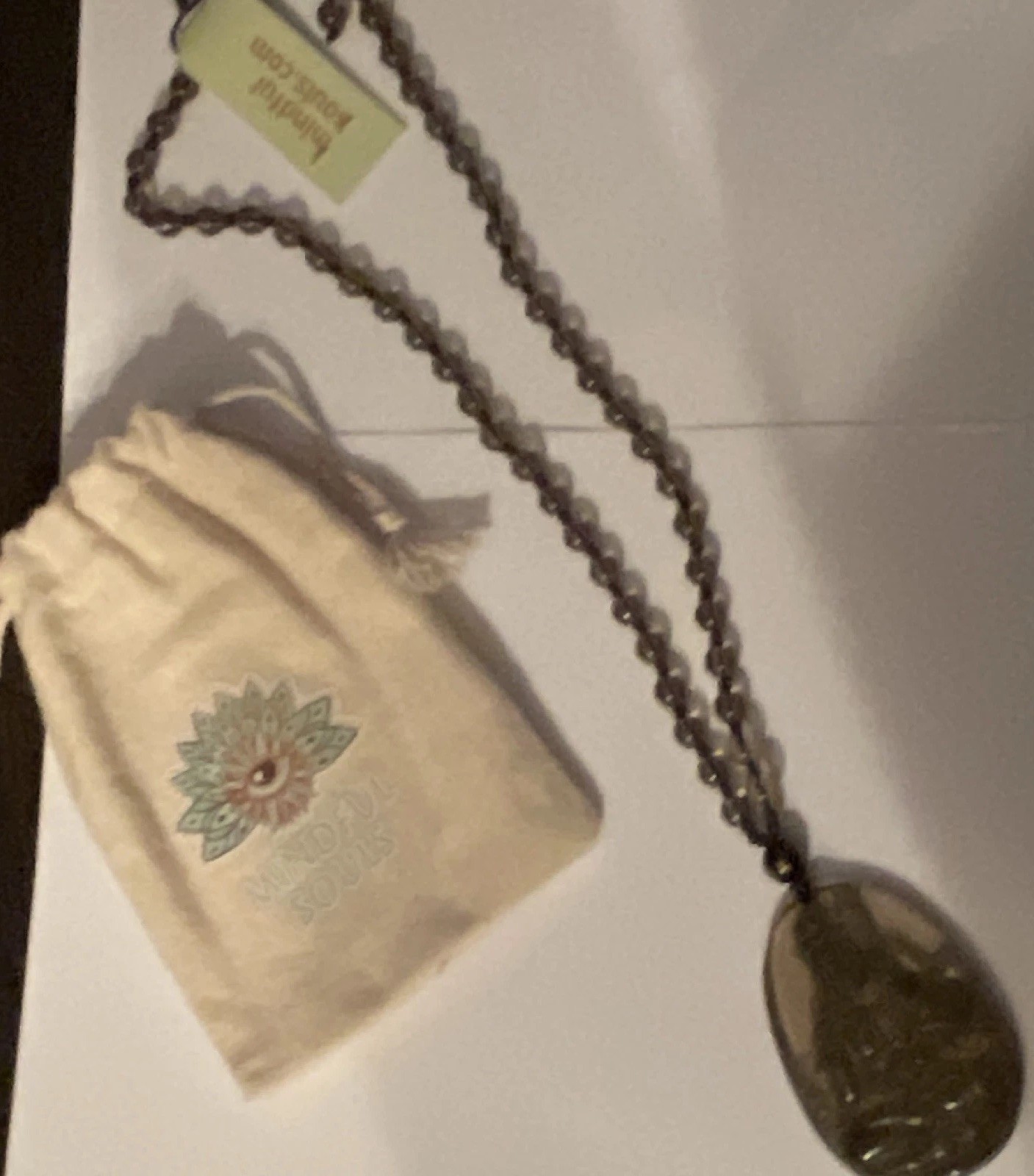 Mindful Souls Brown Glass Beaded Ball Chain Buddha Teardrop Charm Necklace
