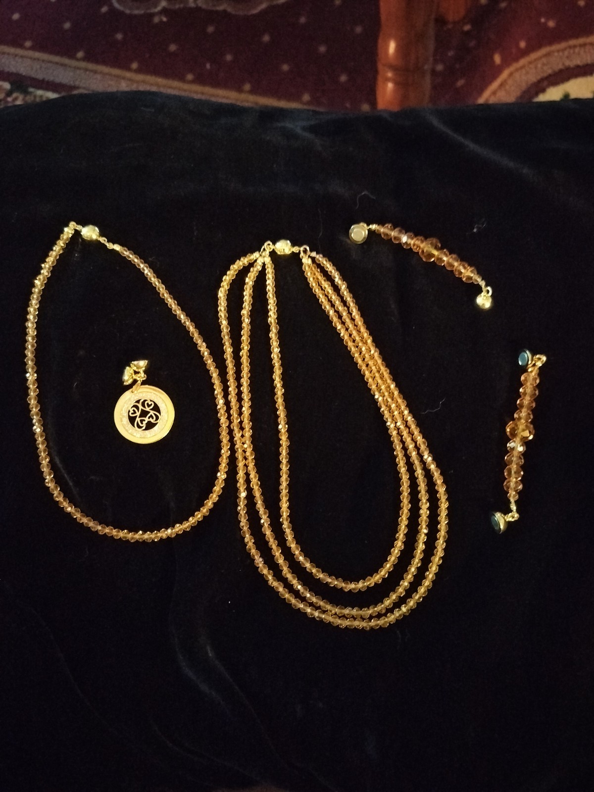 Maria Nicola 10-way Golden Crystal Neckalce plus Gold and crystal Charm