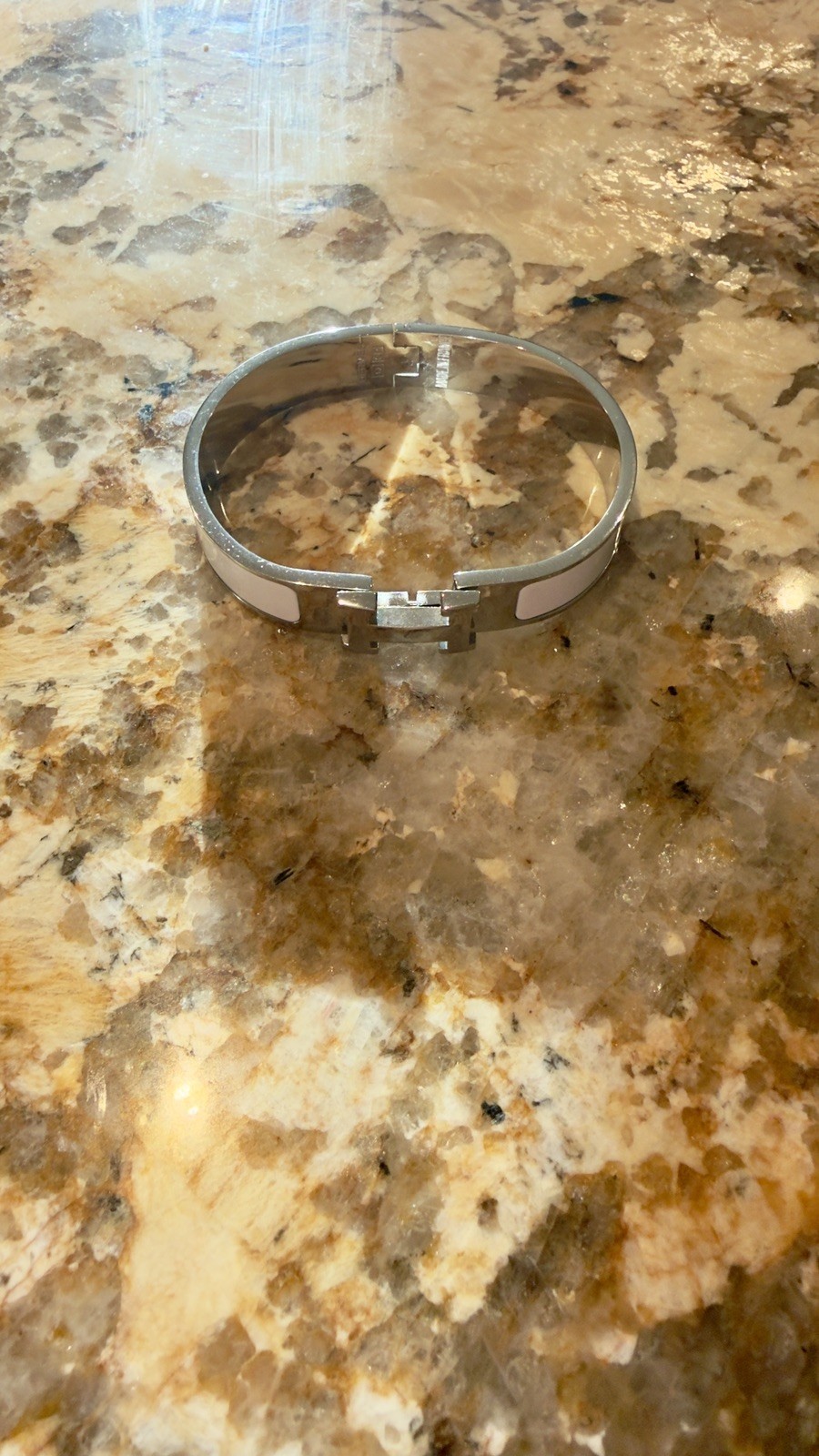 Hermes Clic H Bracelet Silver/White Size 17 Used In Excellent Condition