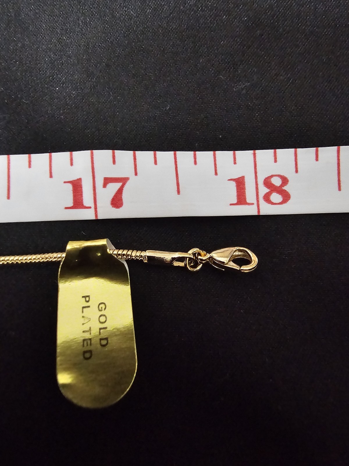 18in.14k Gold Plated on brass-1.4mm THIN SnakeNecklace Octagon Pendant Red Stone