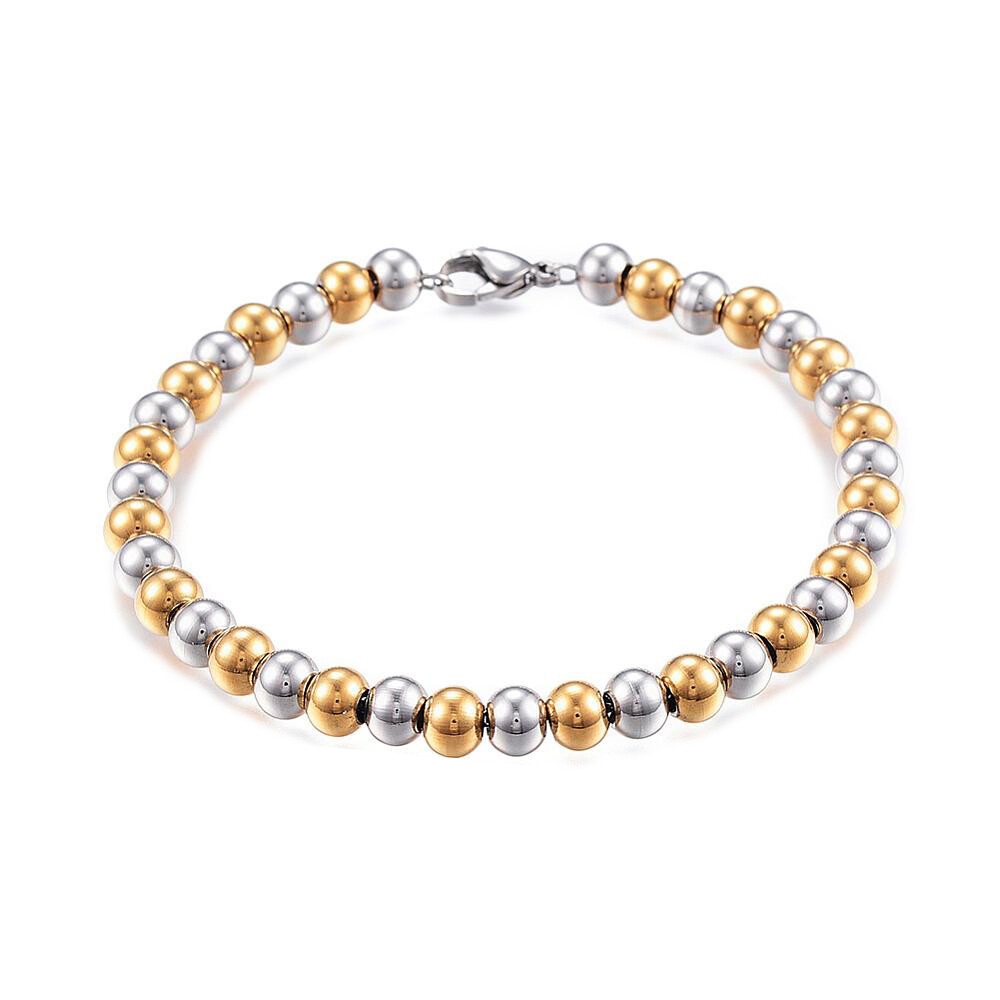 Stainless Steel Bead Ball Bracelet Lobster Gold Silver 7.75 6mm Z45