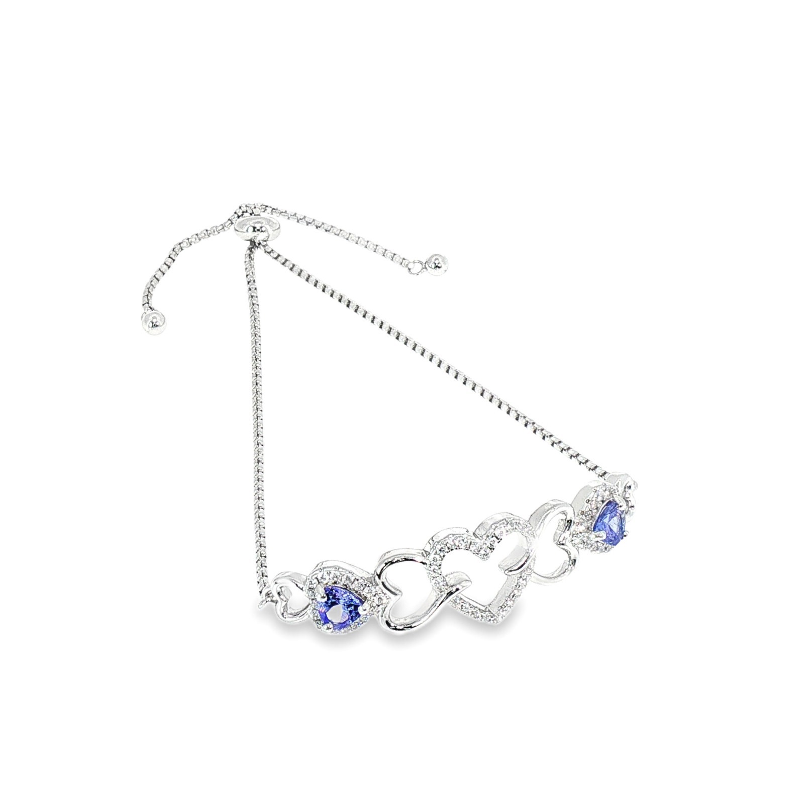 Tanzanite Heart 5X5MM 925 Sterling Silver Adjustable Bracelet Gift Her.