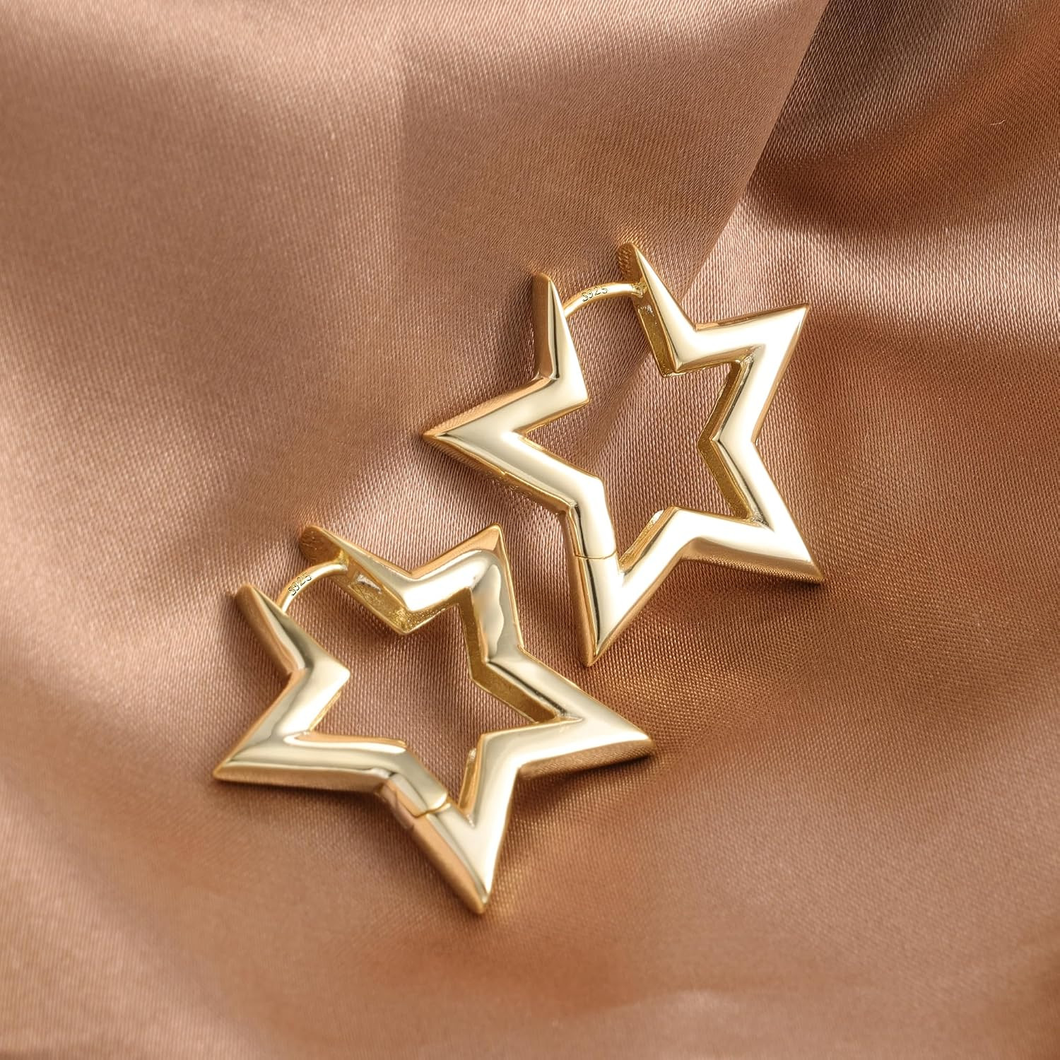 Silver Earrings Star Geometric Rhombus Silver Hoop Earrings for Women Trendy Sma