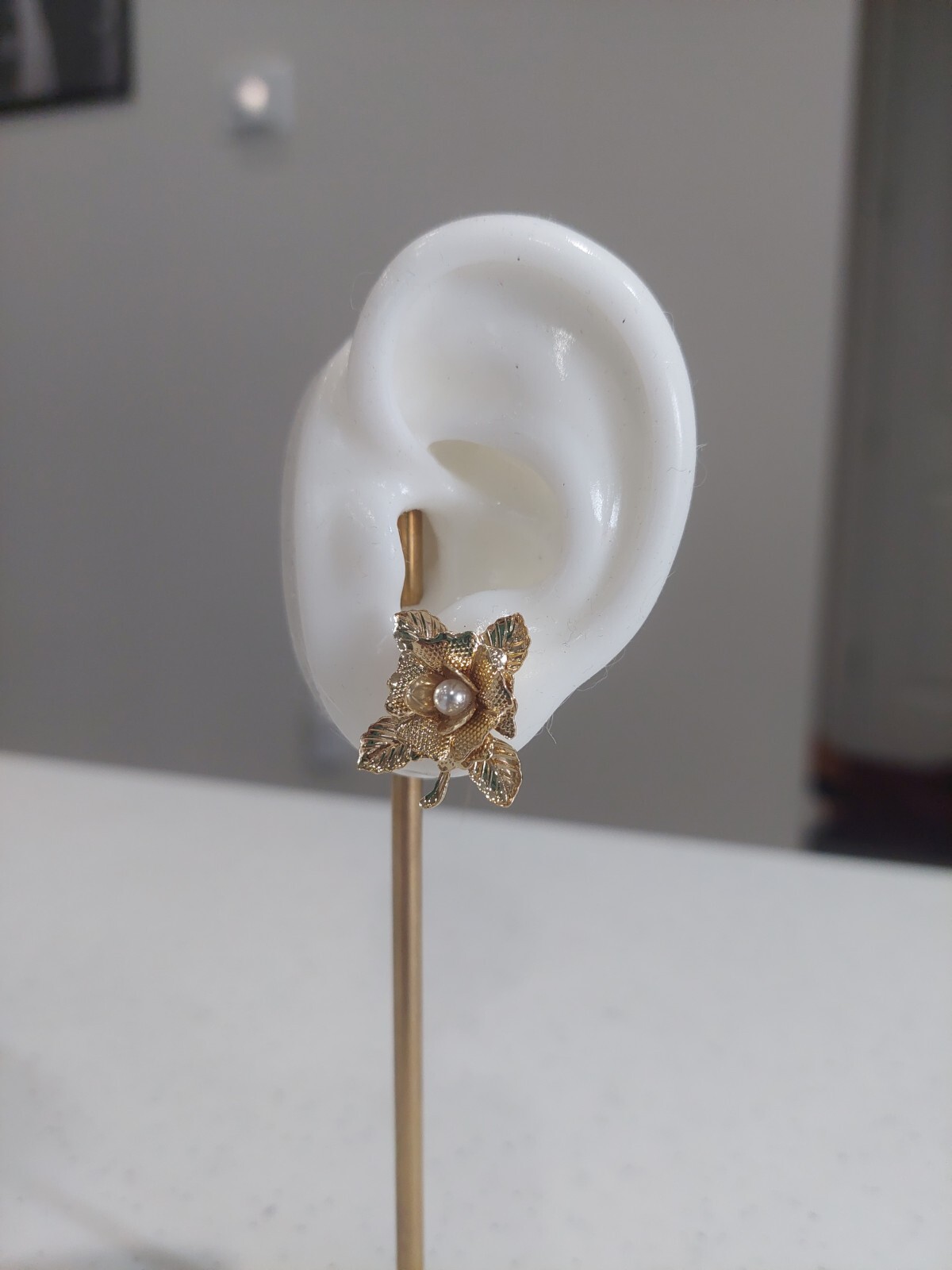 Gold Toned Japanese Imported Rose Flower Earrings Design Fashion Studs Metal