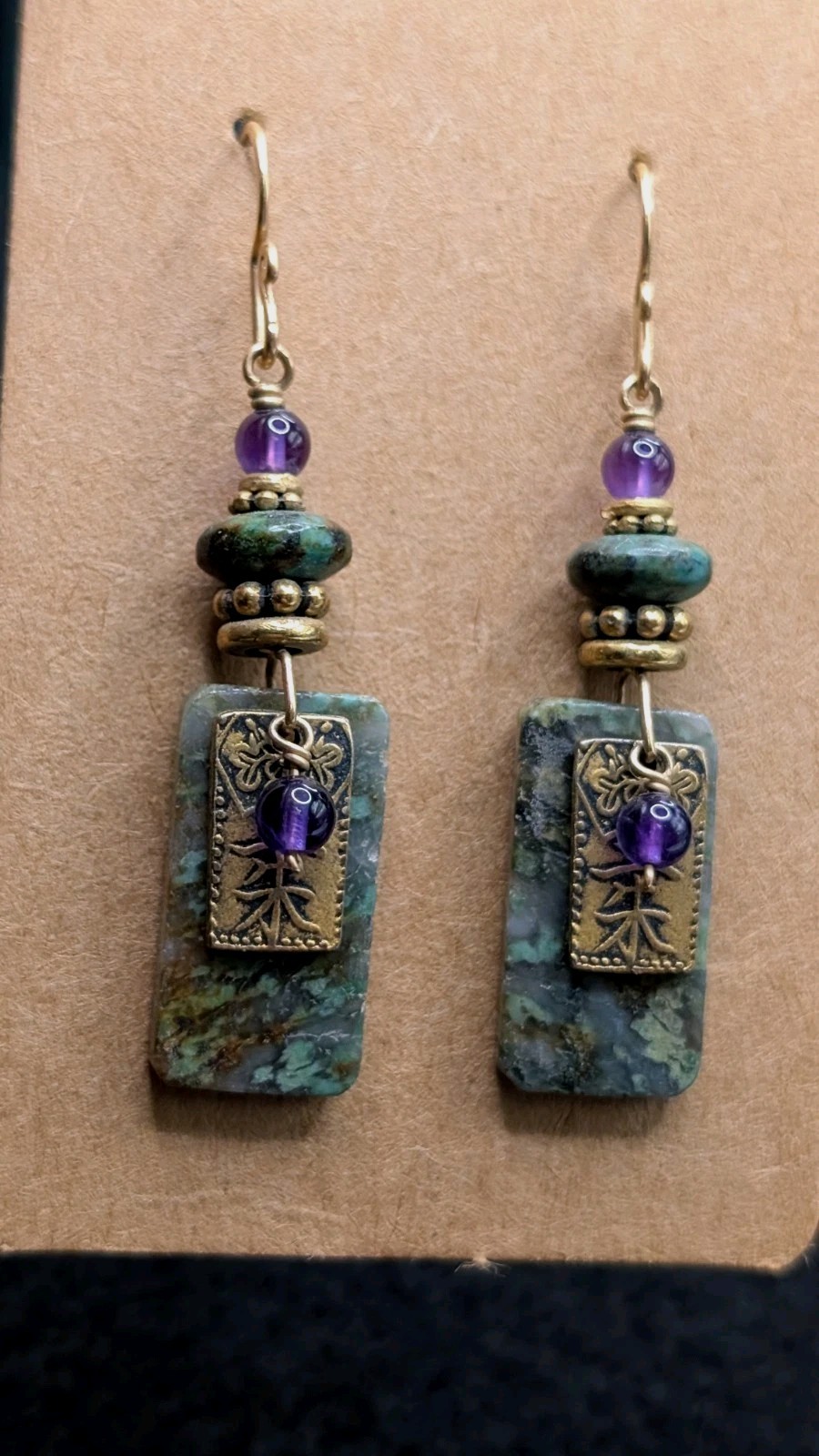 Women’s Artisan Stylish Mixed Beaded Drop Dangly Hook Earrings 💜💚
