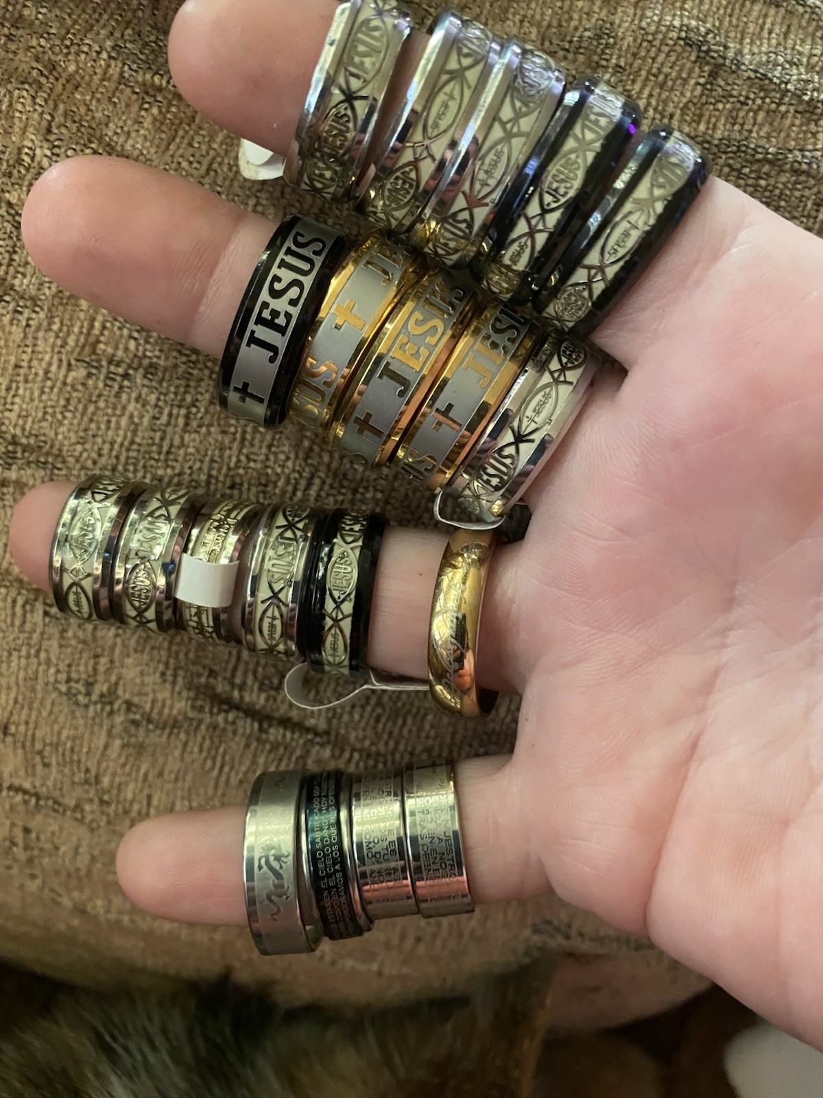 Lot of 20 Jesus and Reglious Rings Titanium