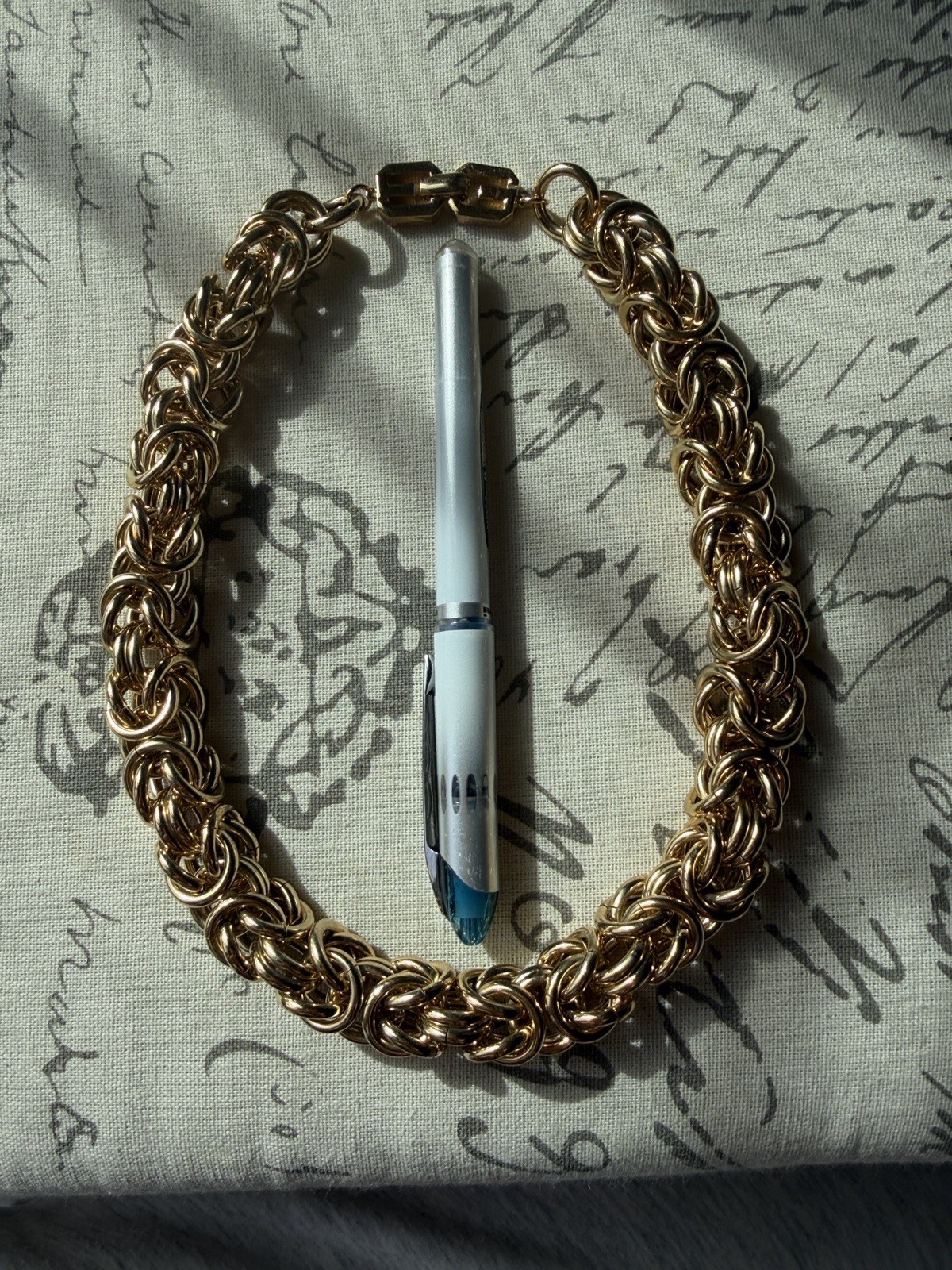Gold Tone Byzantine Chain Link necklace with Box Clasp Metal Fashion Jewelry