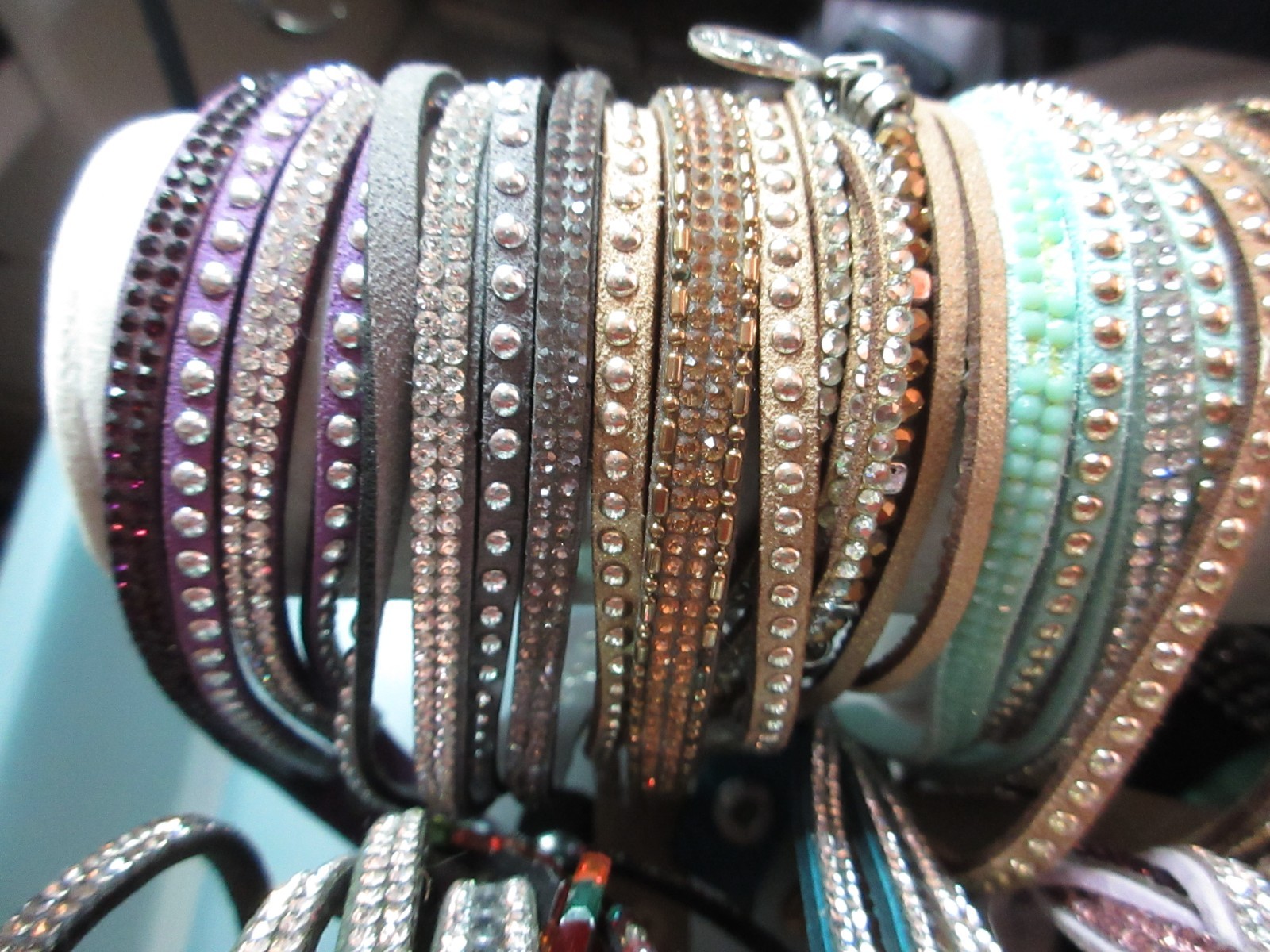 Lot 24 Assorted Double Wrap Bracelets Styles Colors Crystals Vary 7.5″ Adjust B