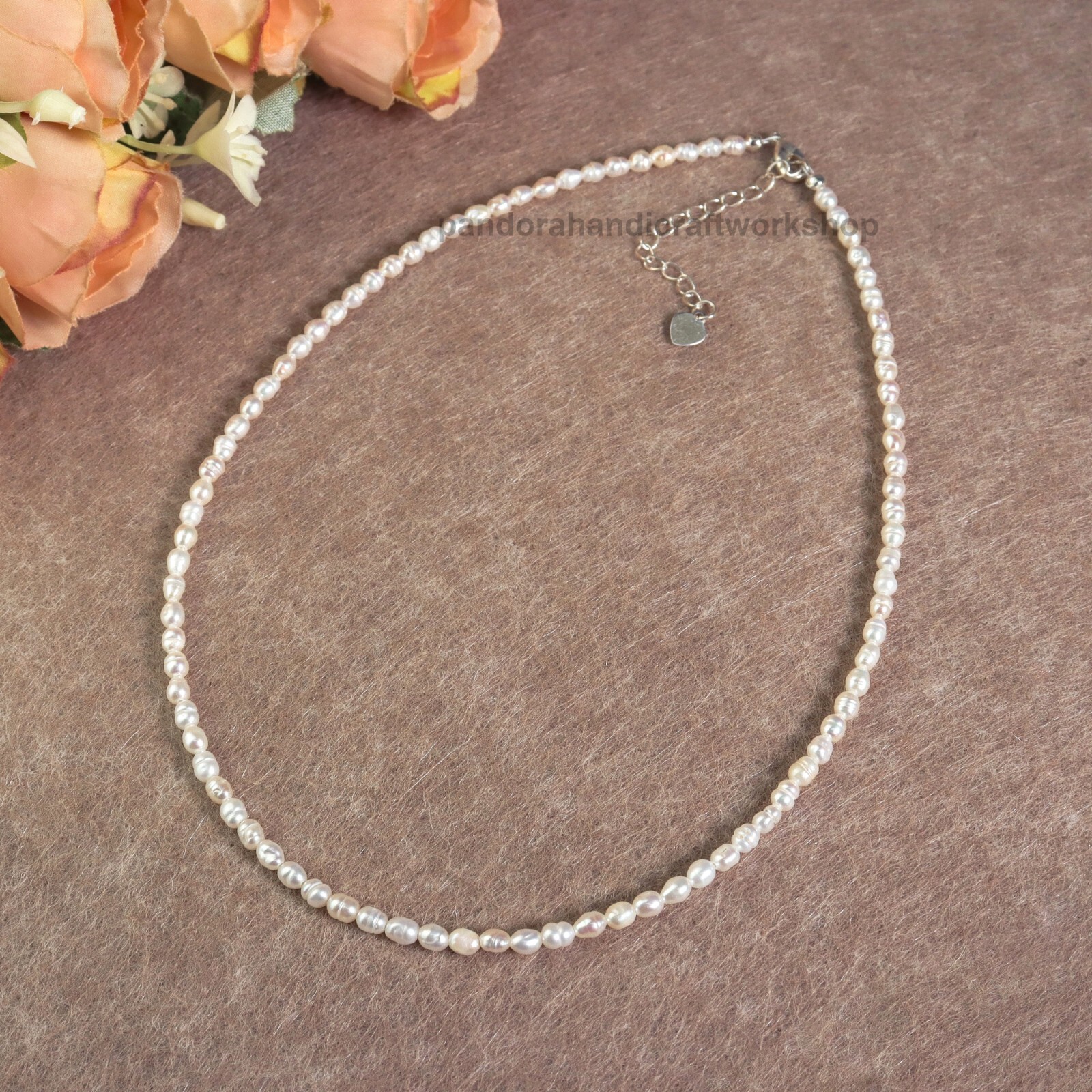 Tiny Freshwater Rice Pearl Beaded Dainty Choker Necklace June Birthstone Gifts